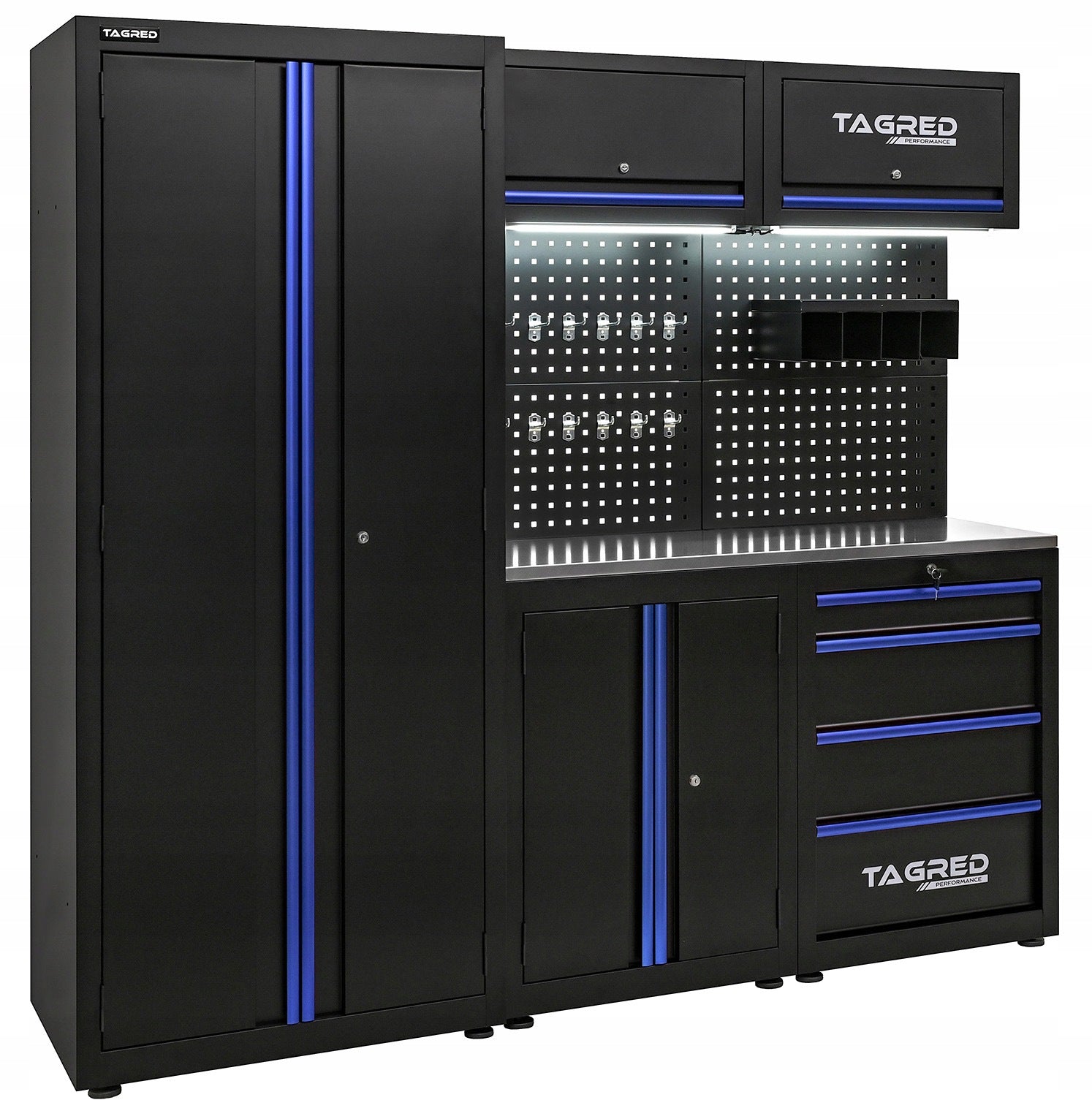 GARAGE FURNITURE, WORKSHOP RACK FOR GARAGE WORKSHOP 200CM INOX 3D LED Manufacturer code TA195C