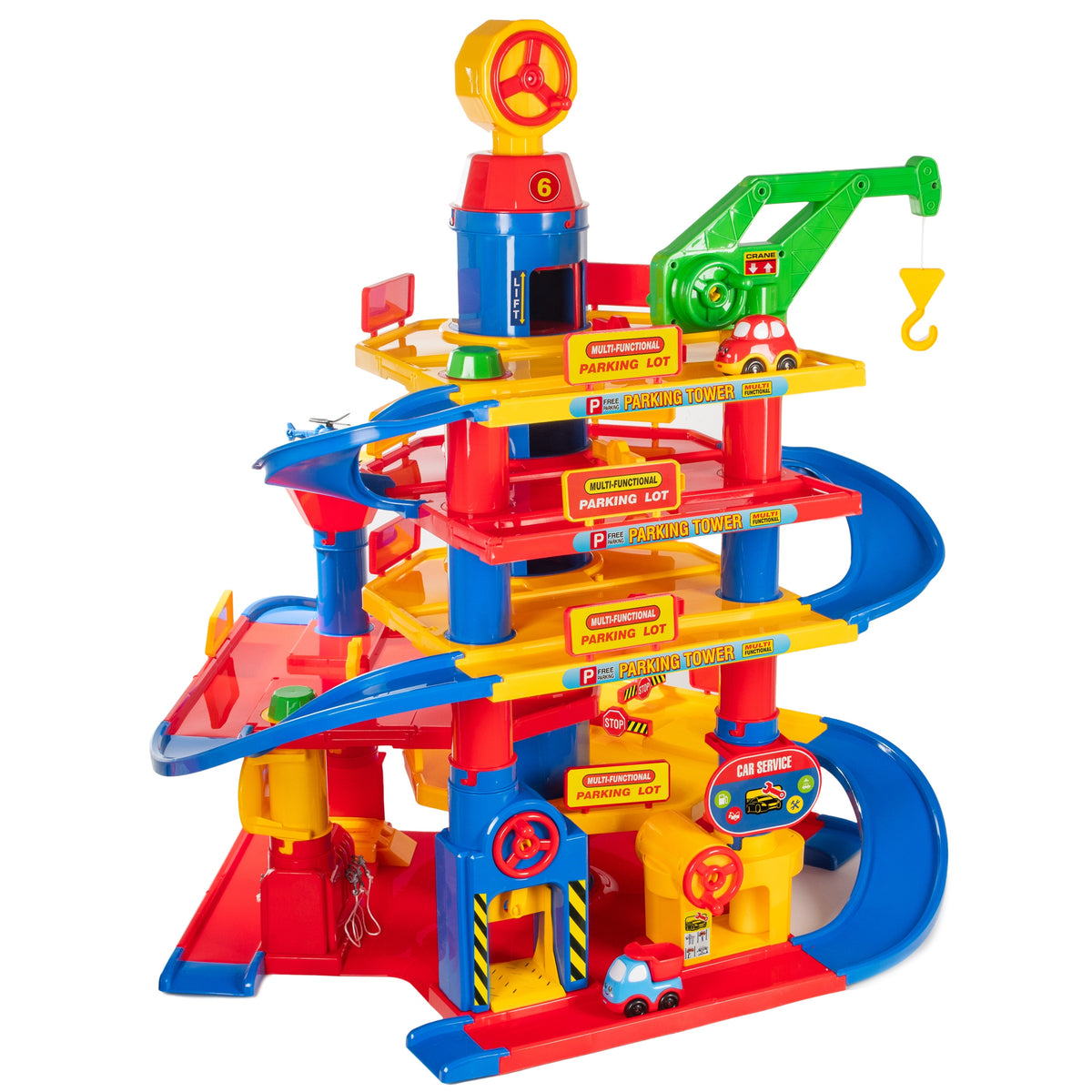 GARAGE PARKING MEGA CAR SET CAR CITY WITH ELEVATOR HELICOPTER HUGE 6 HEELS Manufacturer code C0658