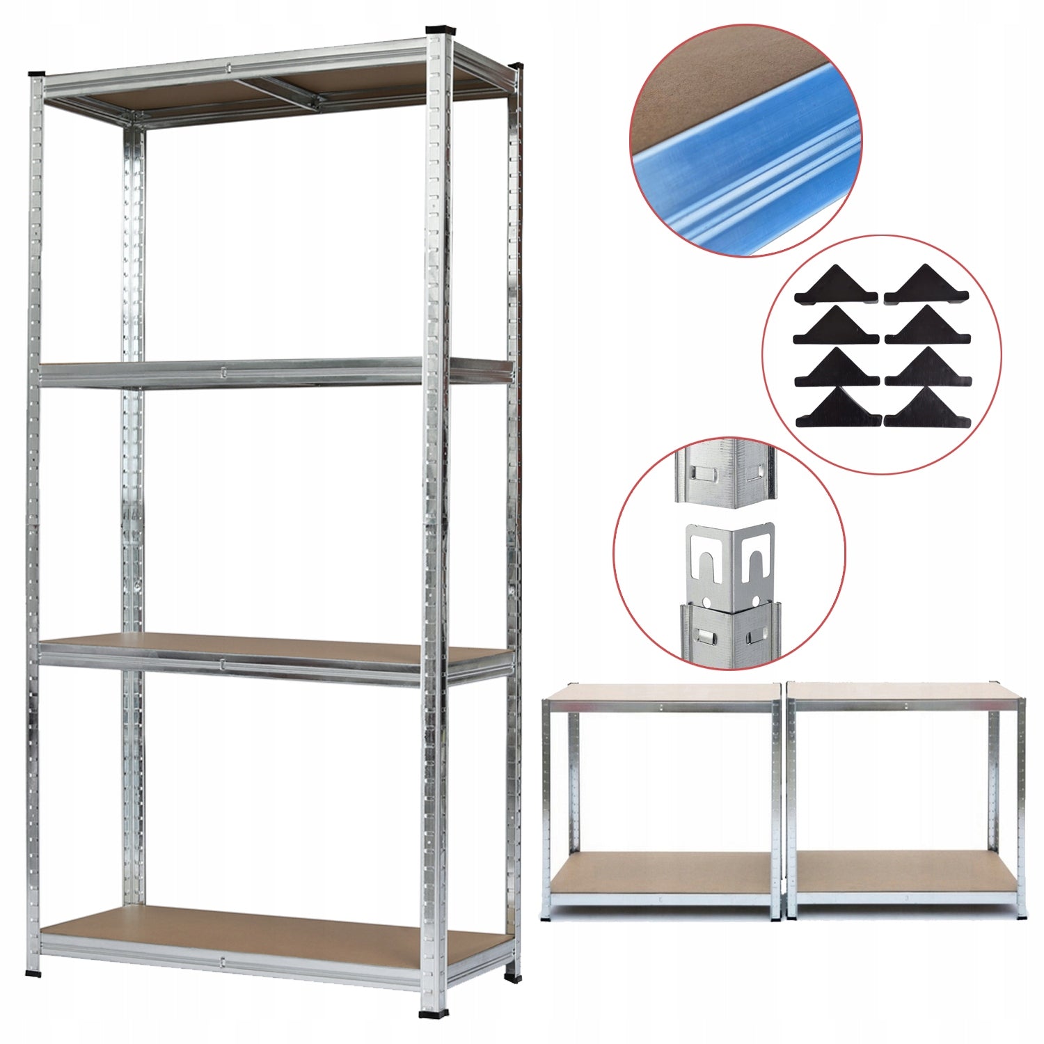 GARAGE RACK FOR BASEMENT PANTRY SOLID METAL 4 SHELVES 150x75x30 500kg Packaging status original
