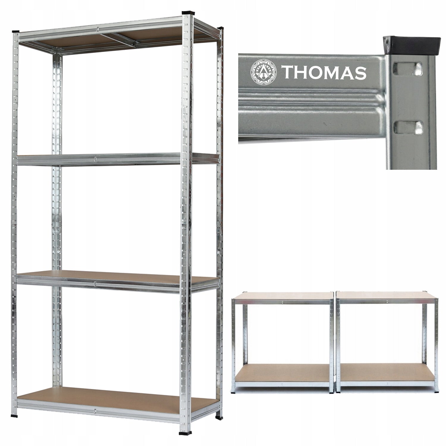 GARAGE RACK FOR BASEMENT PANTRY SOLID METAL 4 SHELVES 150x75x30 500kg