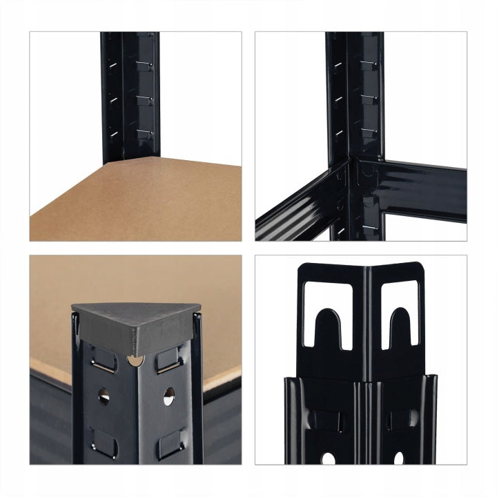 GARAGE SHELVING UNIT METAL GALVANIZED 180x90x40cm 875kg BLACK Manufacturer code REGAŁ METALOWY GARAŻOWY 180cm Czarny