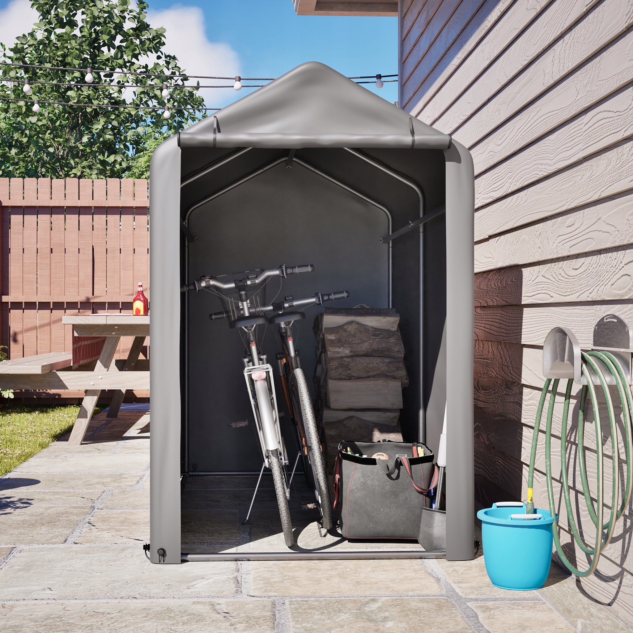 GARAGE TENT FOR TOOLS BIKE QUAD GARAGE STORAGE TOOL HOUSE Packaging status original