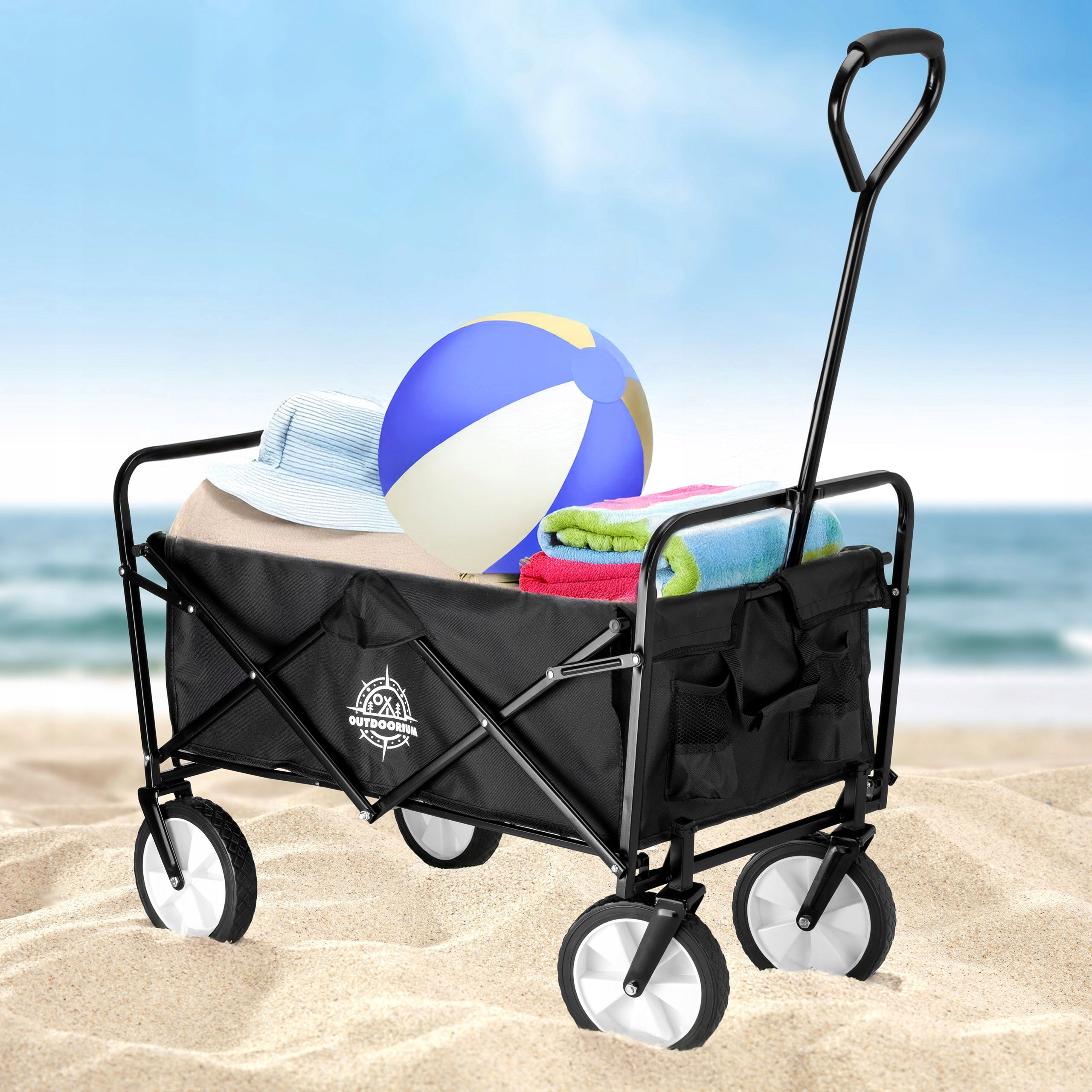 GARDEN BEACH CART FOLDING BLACK TRANSPORT HIKING FOR BEACH Brand no brand