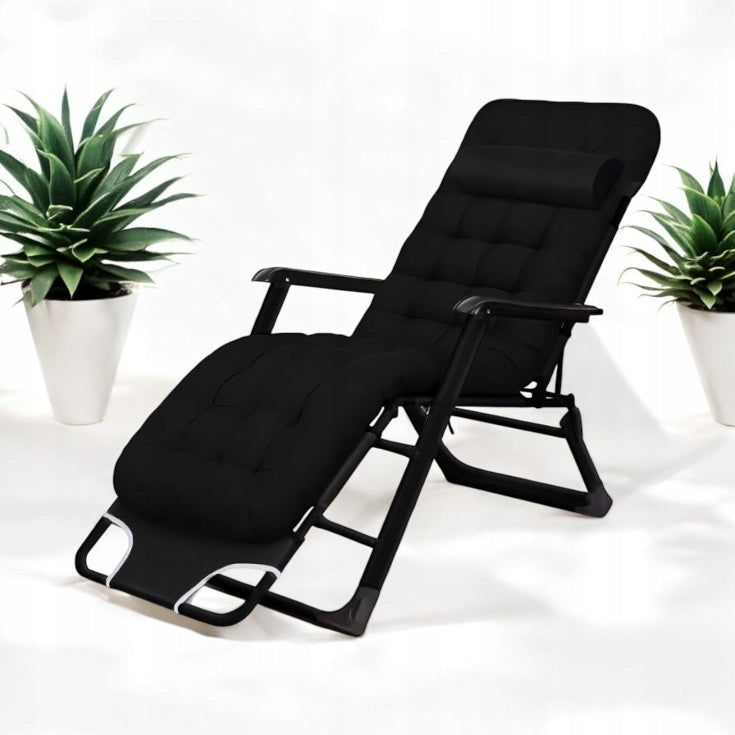 GARDEN BEACH CHAIR DC01-BK-BK PILLOW FOLDING COMFORTABLE BLACK Manufacturer code IdealGarden