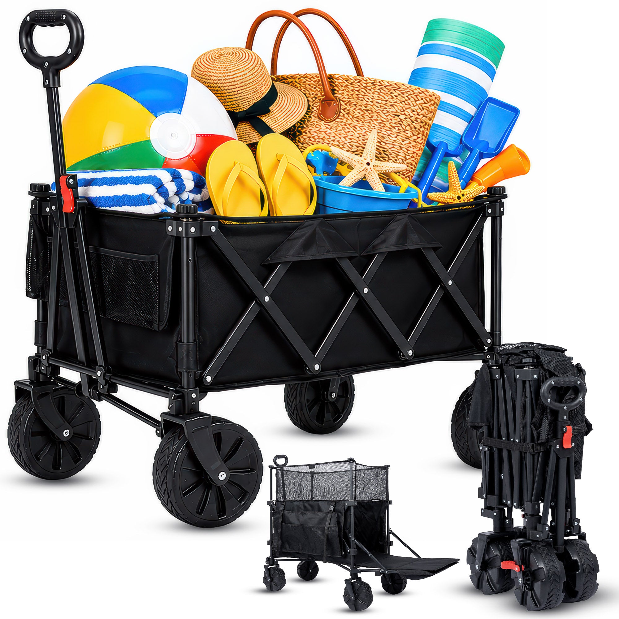 GARDEN BEACH HIKING CART FOLDING OFF-ROAD WHEELS 161L 130KG PICKUP Packaging status original
