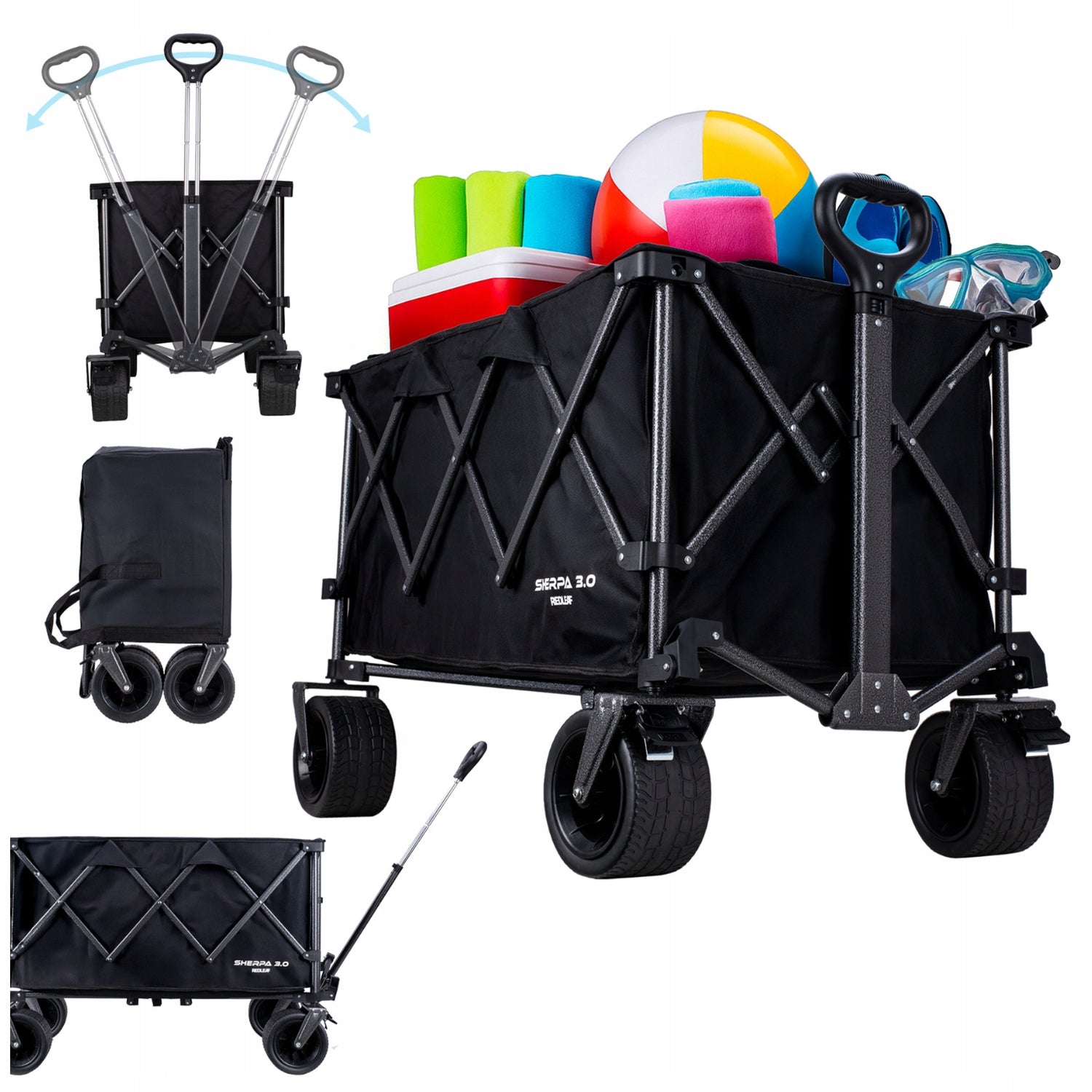GARDEN BEACH HIKING CART FOLDING OFF-ROAD WHEELS 200L 150KG