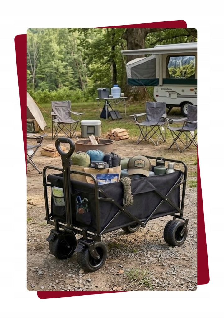 GARDEN BEACH TROLLEY FOLDING WHEELBARROW XL 150kg + TABLE Capacity 120 l