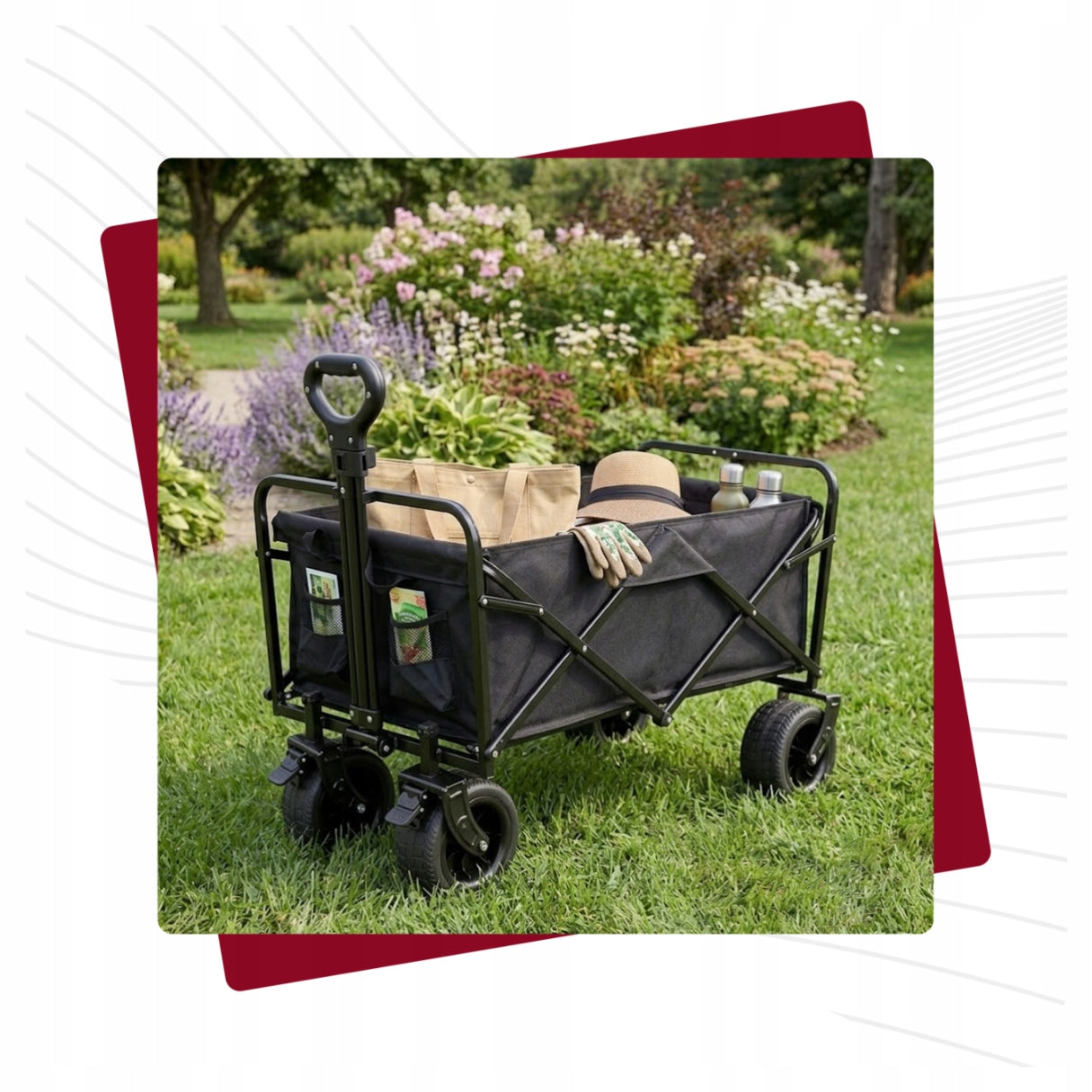 GARDEN BEACH TROLLEY FOLDING WHEELBARROW XL 150kg + TABLE Packaging status original