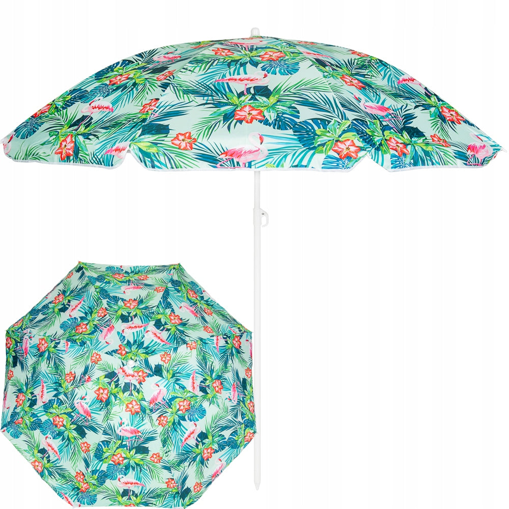 GARDEN BEACH UMBRELLA FOLDING WATER RESISTANT - FLAMINGOS - UV+ 180cm Packaging status original