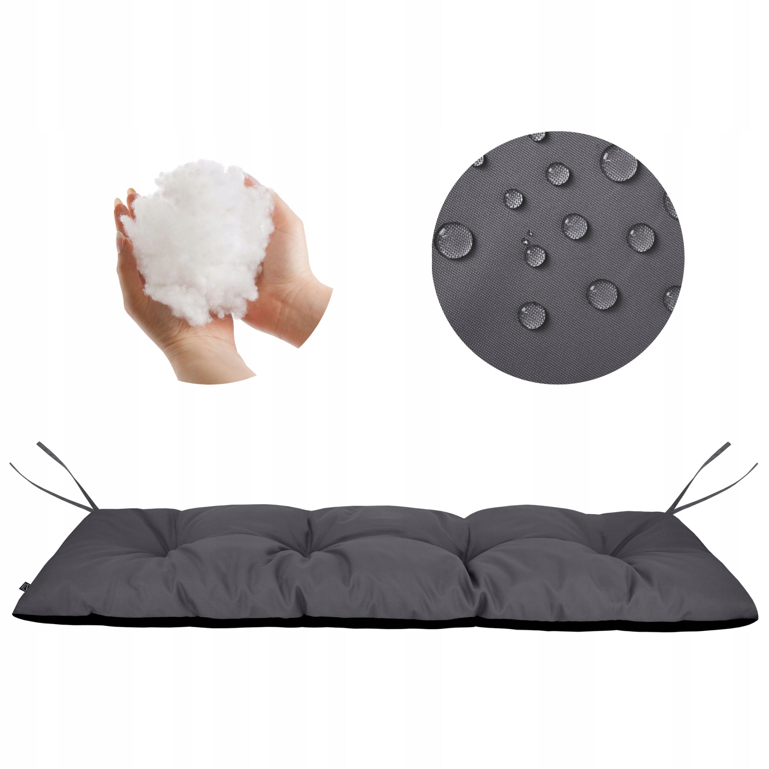 GARDEN BENCH CUSHION SWING PALLETS 120x40 CM WATERPROOF C. GREY Pillow width 40 cm