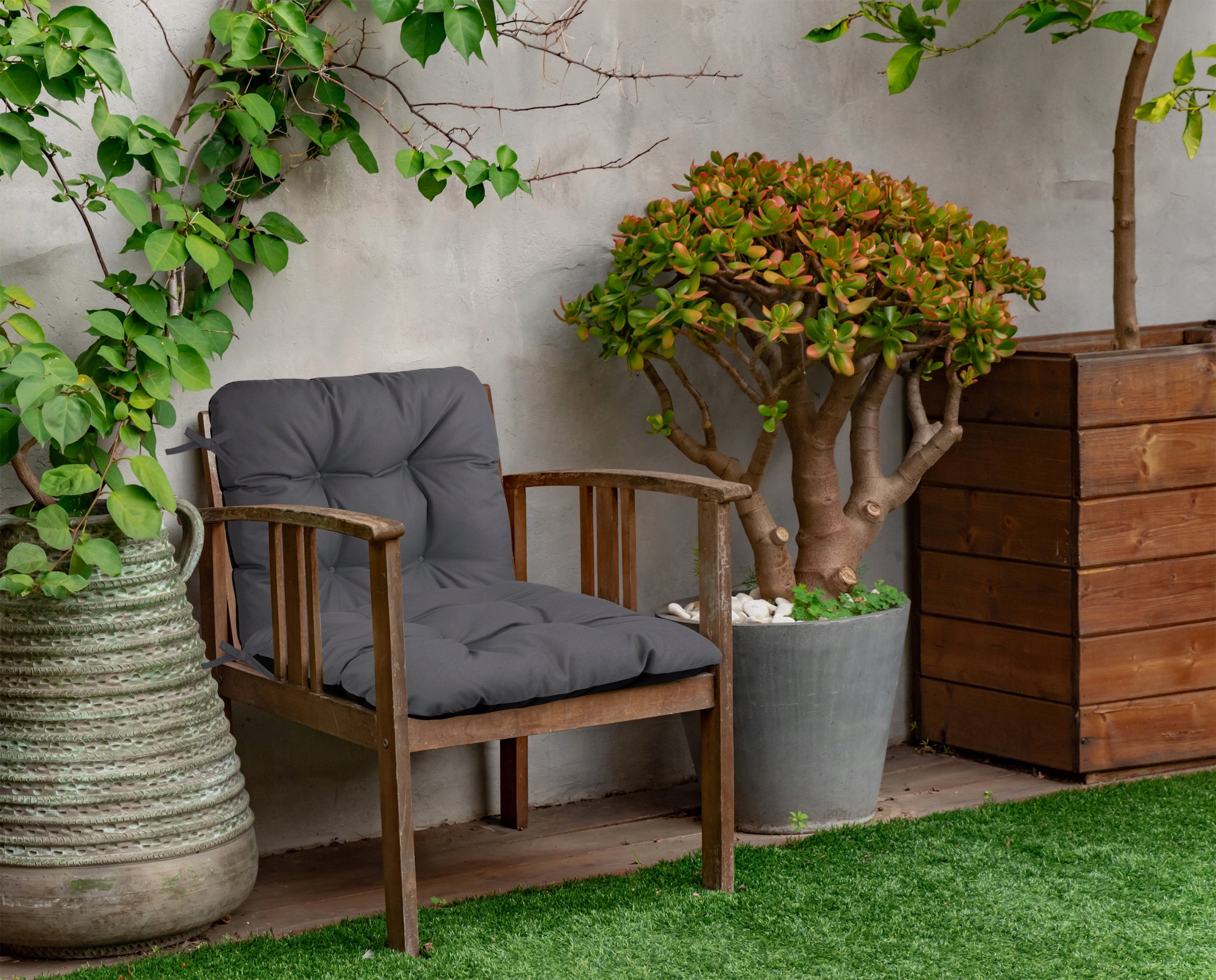 GARDEN CHAIR CUSHION 100x50 CM WATERPROOF TIED GARDEN GRAPHITE Manufacturer DOMAREX