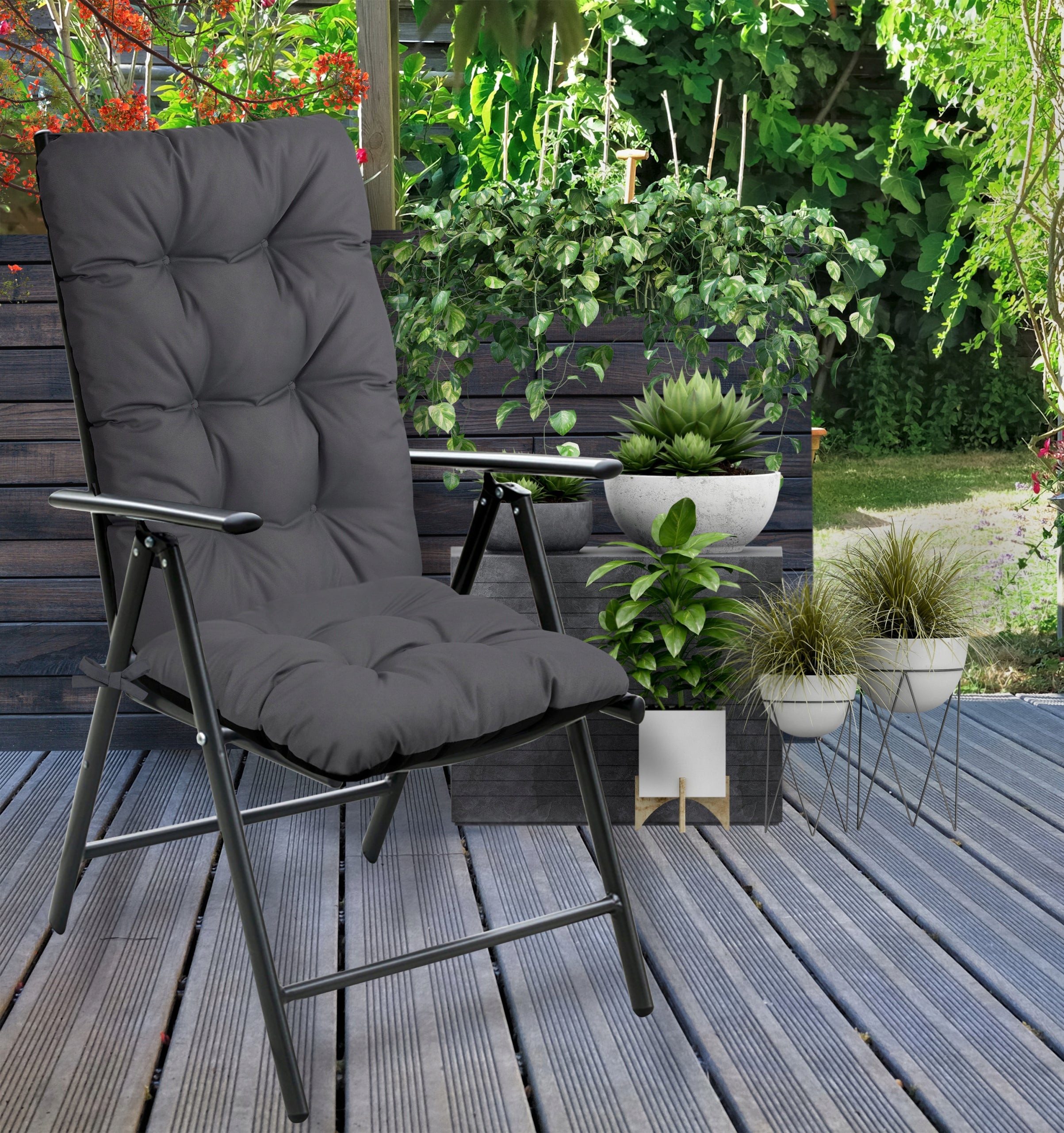 GARDEN CHAIR CUSHION 125x50 CM WATERPROOF TIED GARDEN GRAPHITE EAN (GTIN) 5902340697016