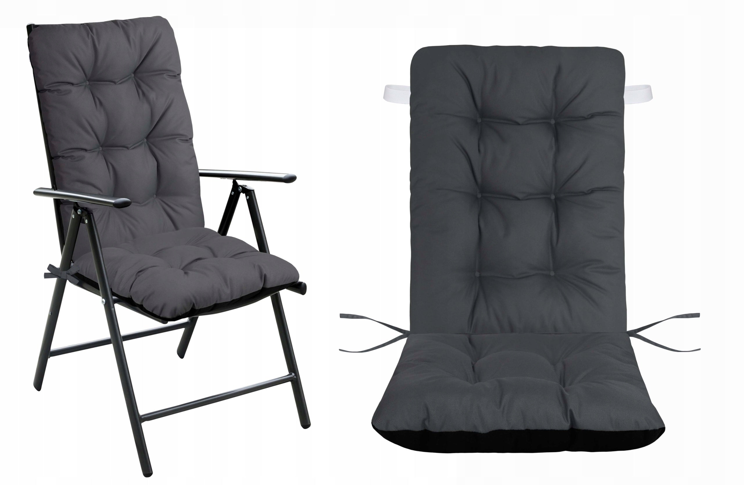 GARDEN CHAIR CUSHION 125x50 CM WATERPROOF TIED GARDEN GRAPHITE Line SILLA DUO 125x50 CM 10 Pik. Wodoodporna