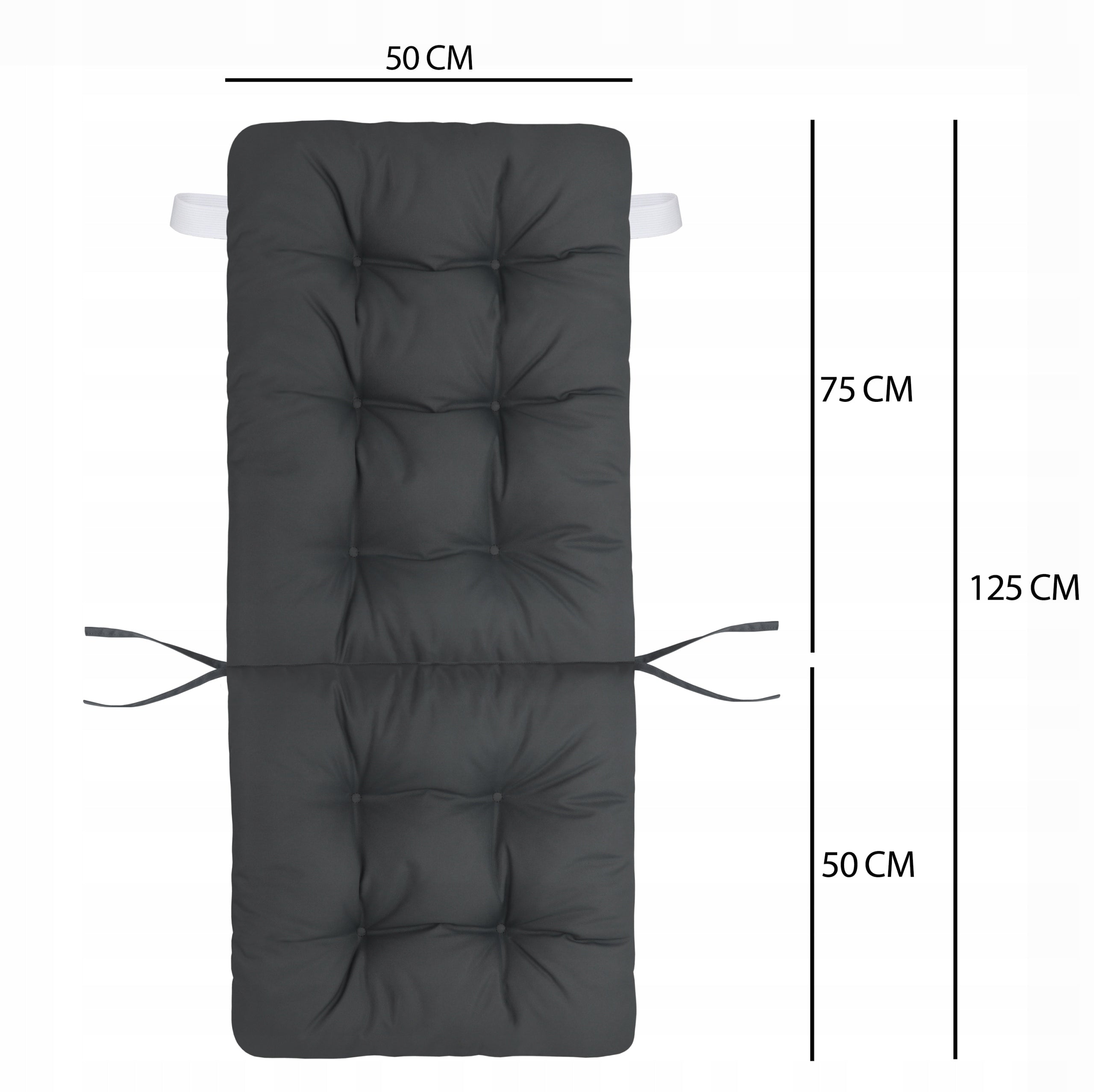 GARDEN CHAIR CUSHION 125x50 CM WATERPROOF TIED GARDEN GRAPHITE Manufacturer code SILLA DUO 125x50 CM 10 Pik. - 33675
