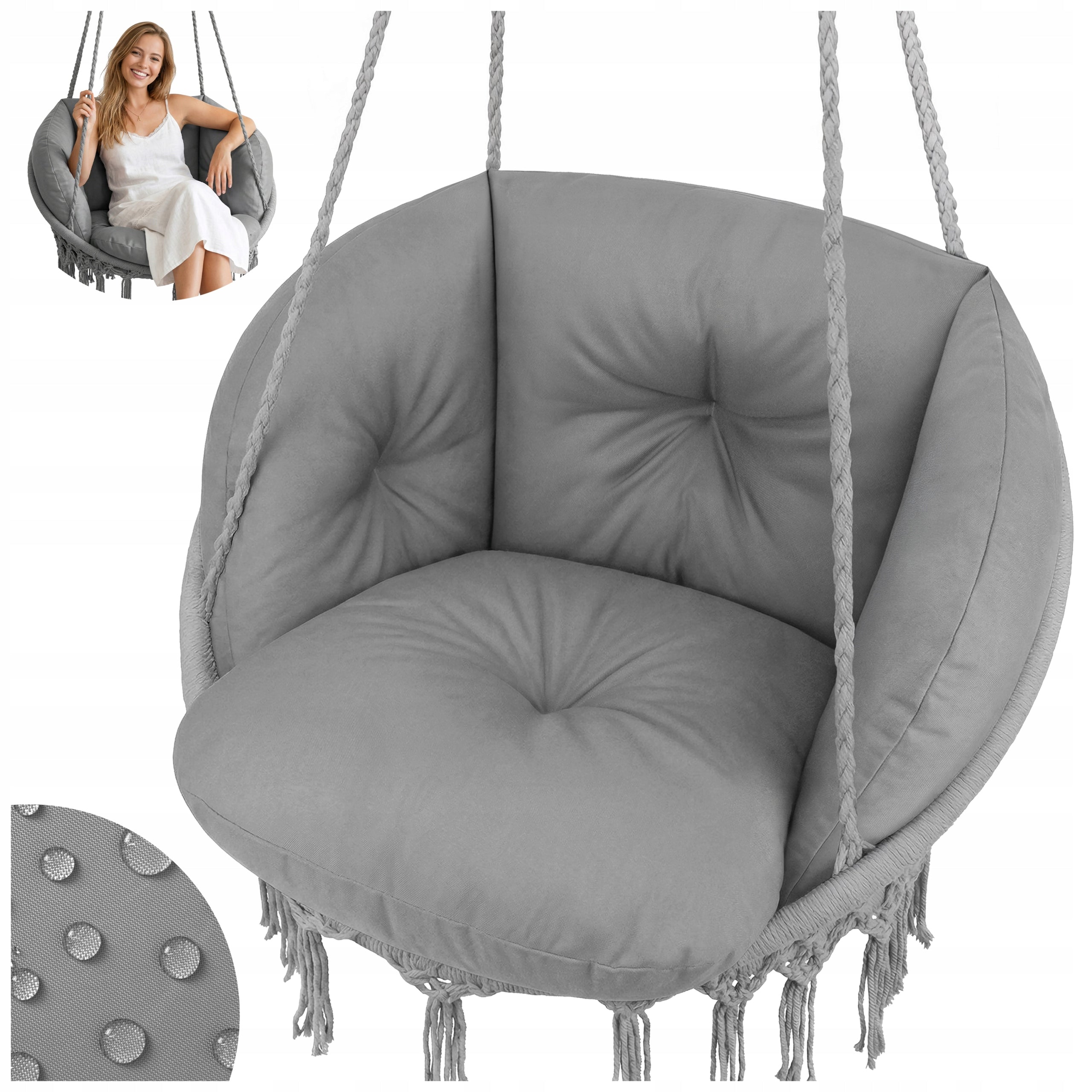 GARDEN CHAIR CUSHION SWING HANGING STORK NEST WATERPROOF