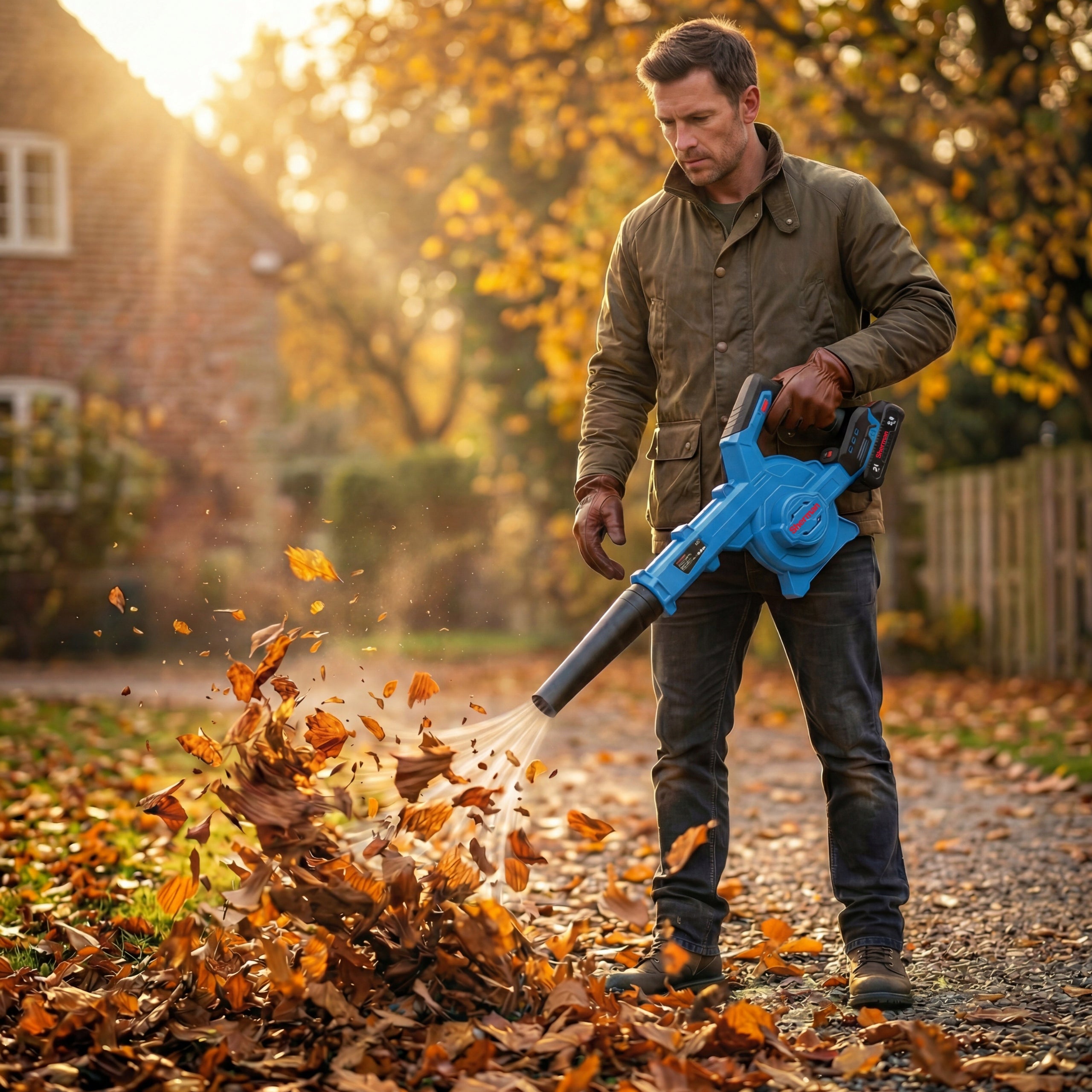 GARDEN CORDLESS LEAF BLOWER Sherman 2x AKU 21V + CHARGER Brand Sherman