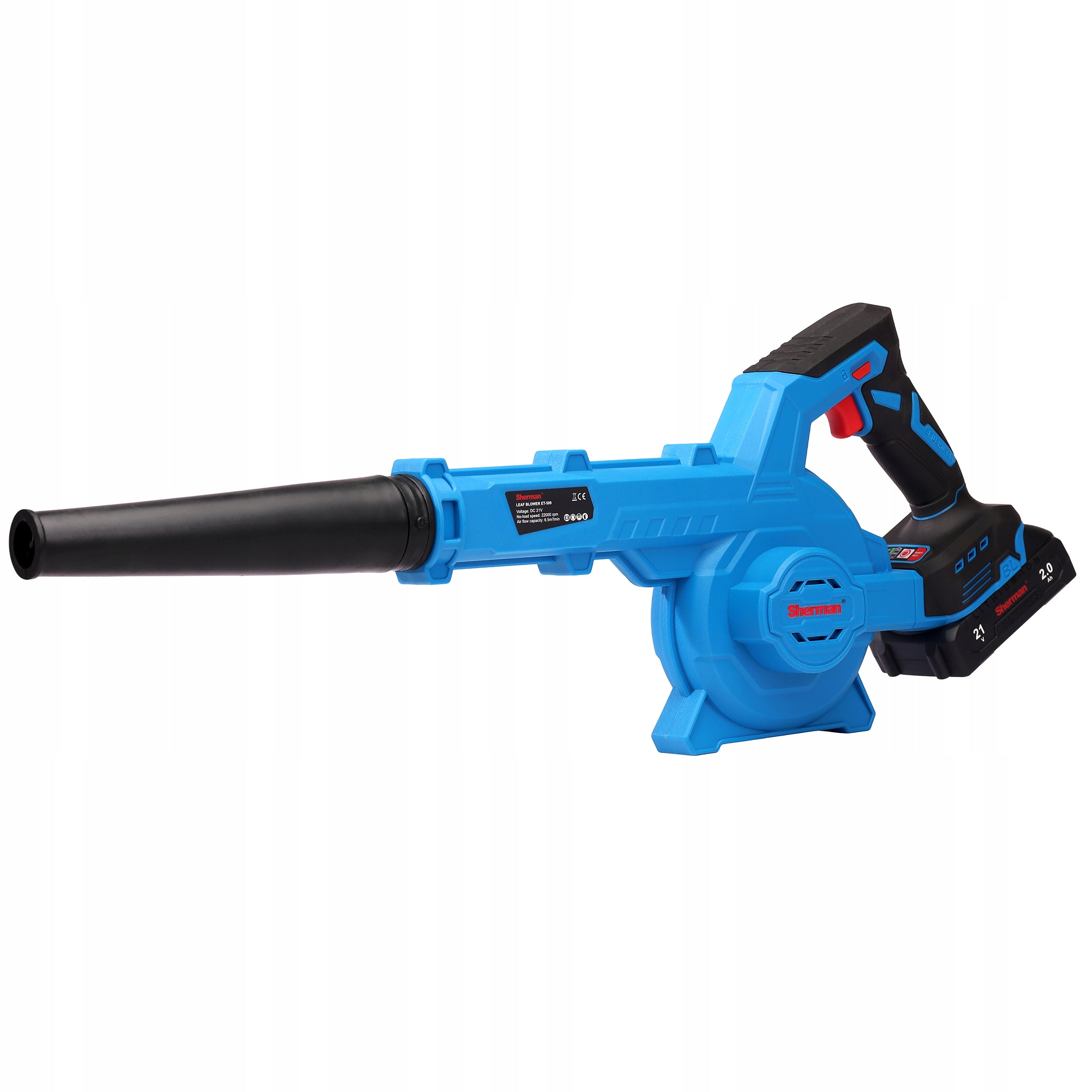 GARDEN CORDLESS LEAF BLOWER Sherman 2x AKU 21V + CHARGER Output 6.5 m3/min