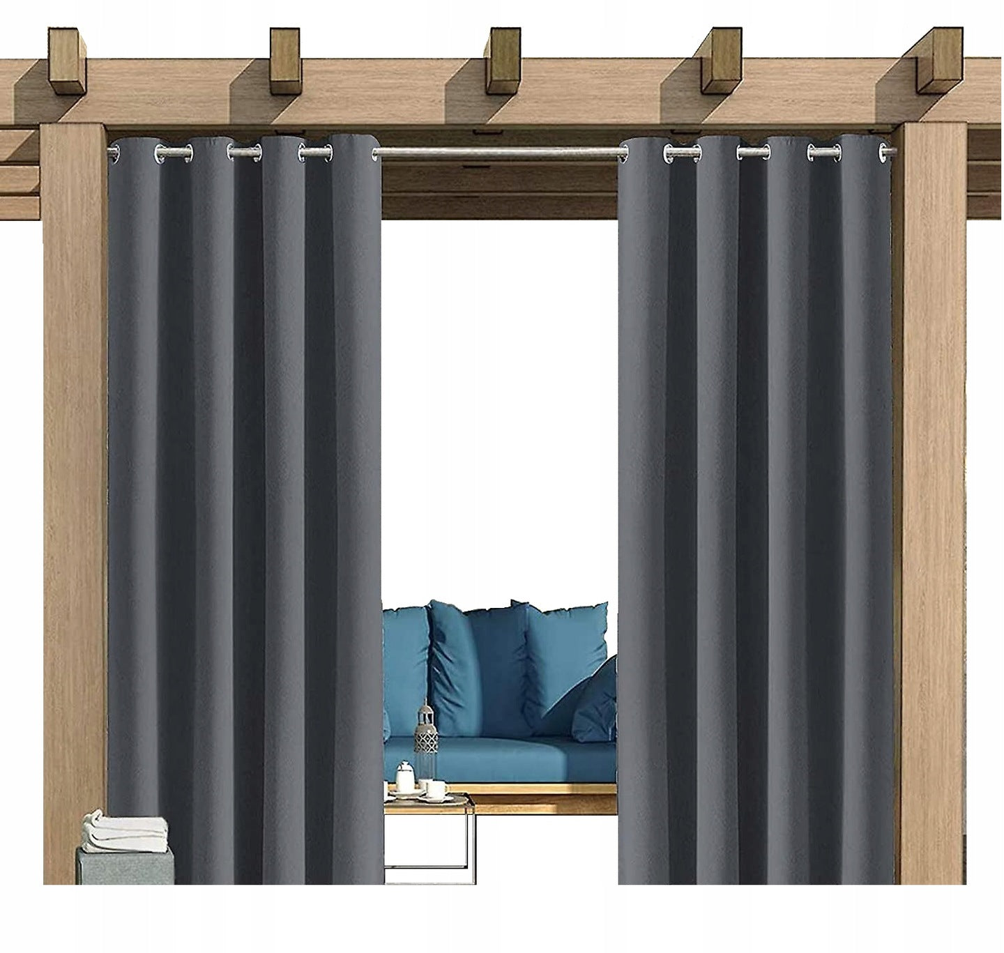 GARDEN CURTAIN OXFORD 155x250 ON GROMMETS WATERPROOF TERRACE GAZEBO