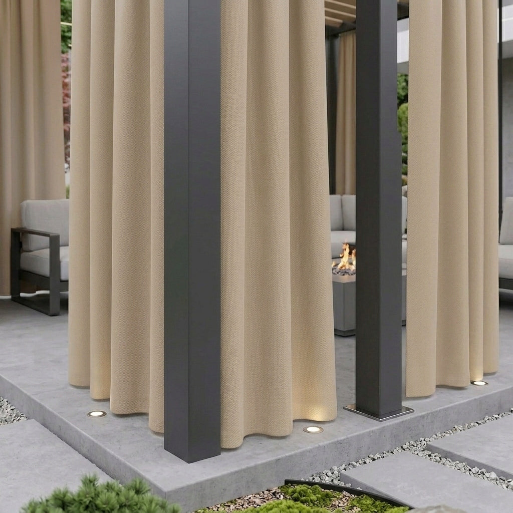 GARDEN CURTAINS WATERPROOF DURABLE - TERRACE BALCONY WALNUT GAZEBO 70x200 Packaging status original