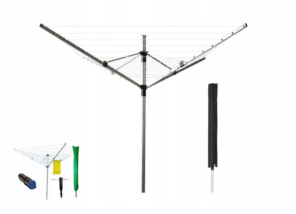 GARDEN DRYER ROTATING 55M 4 ARMS ALUMINUM ADJUSTABLE + COVER Manufacturer code SOLIDNA SUSZARKA ALUMINIOWA 4 RAMIONA 55M