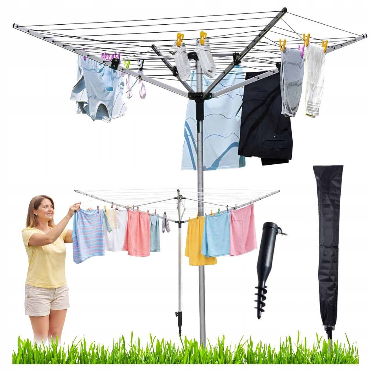 GARDEN DRYER XXL 60M ! FOLDING FOR LAUNDRY EXTERNAL ROTARY