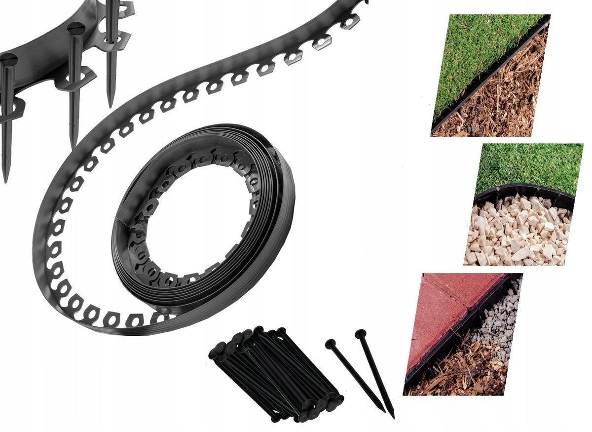 GARDEN EDGING 10M LAWN 6CM + ANCHORS H 60 MM BORDER BLACK EDGING Manufacturer code SDH1820-K