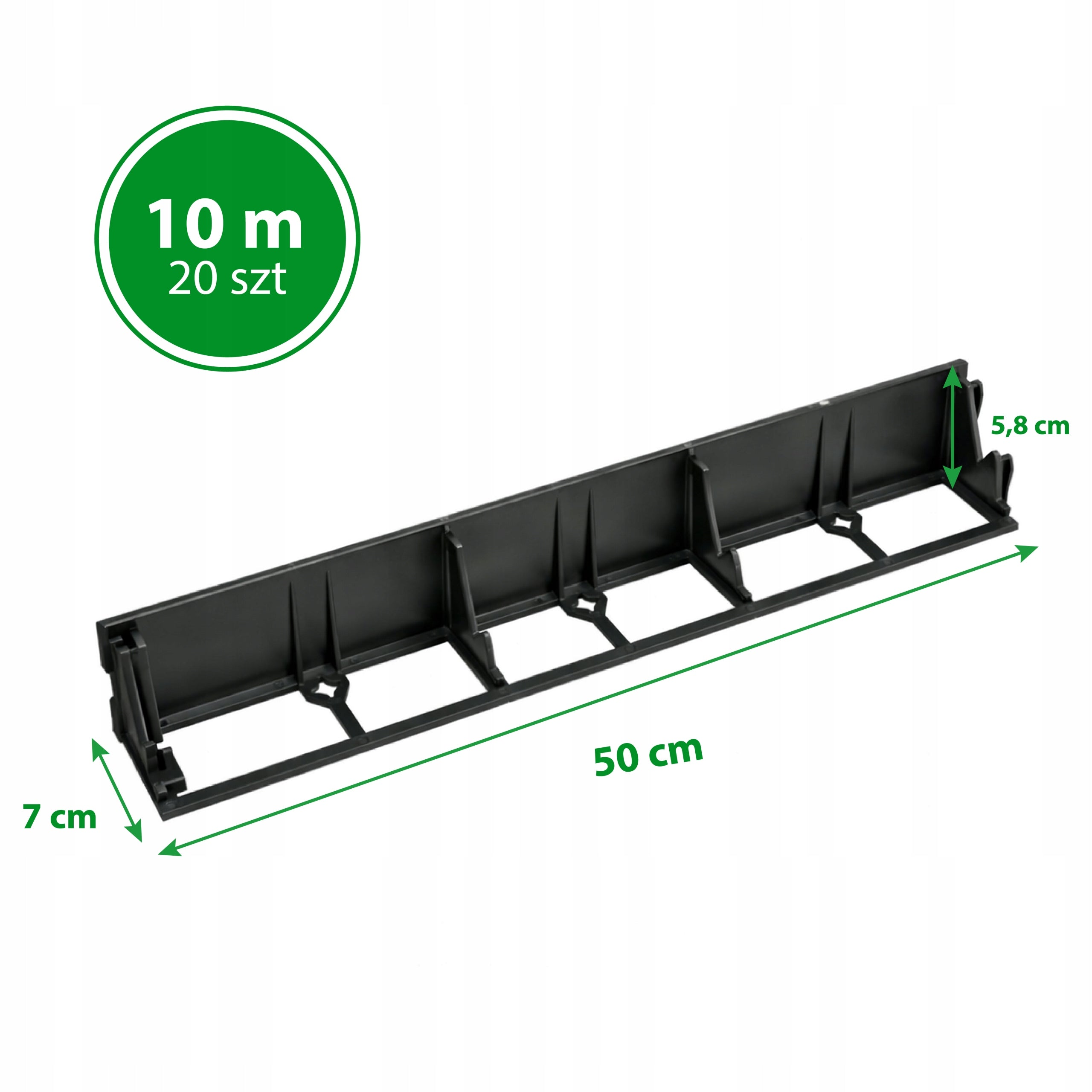 GARDEN EDGING 10m black 5,8cm lawn border plastic + anchors 40pcs Manufacturer code 58mm 10MB + 40 kotwy