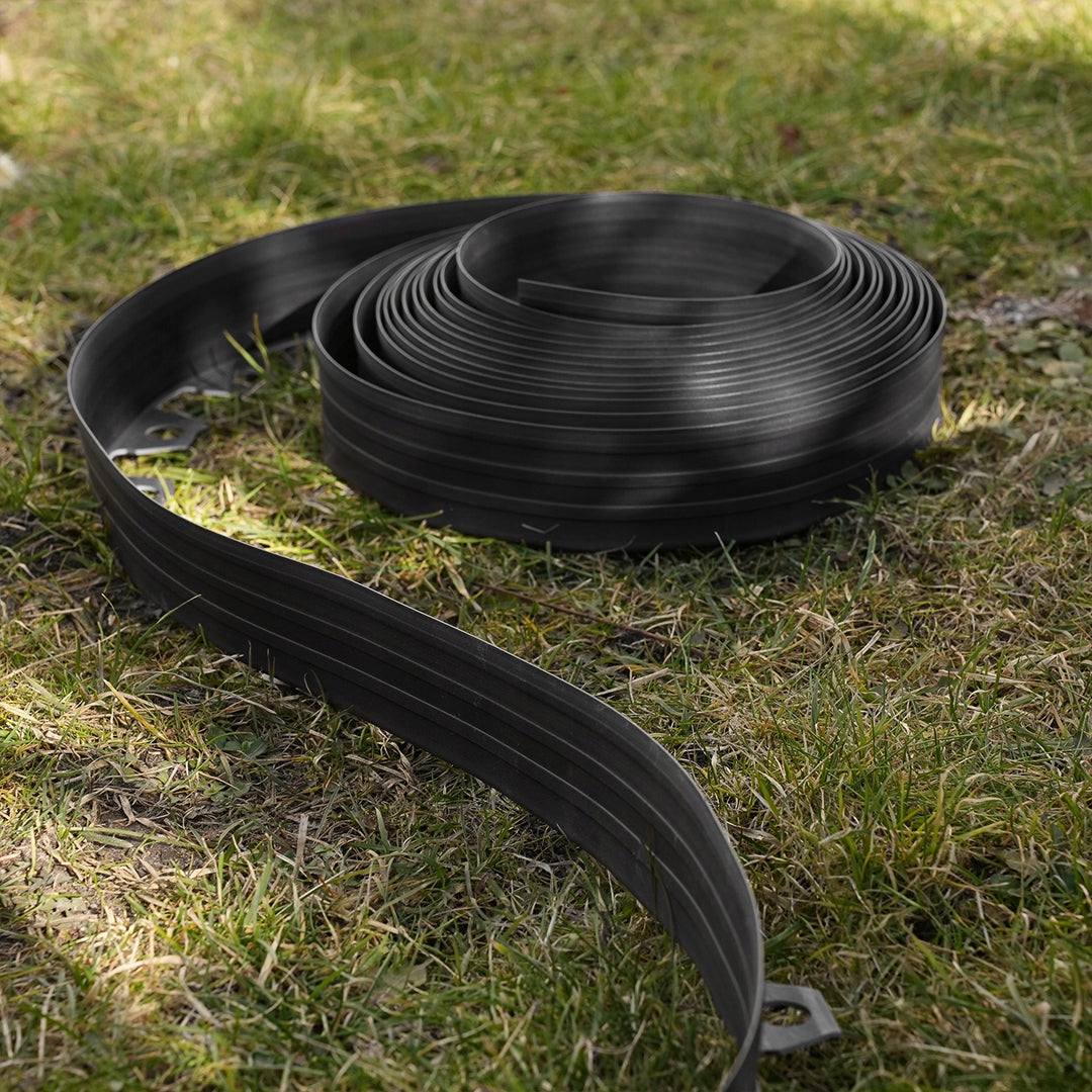 GARDEN EDGING 10m black 6cm lawn border high plastic + anchors Manufacturer Gardis
