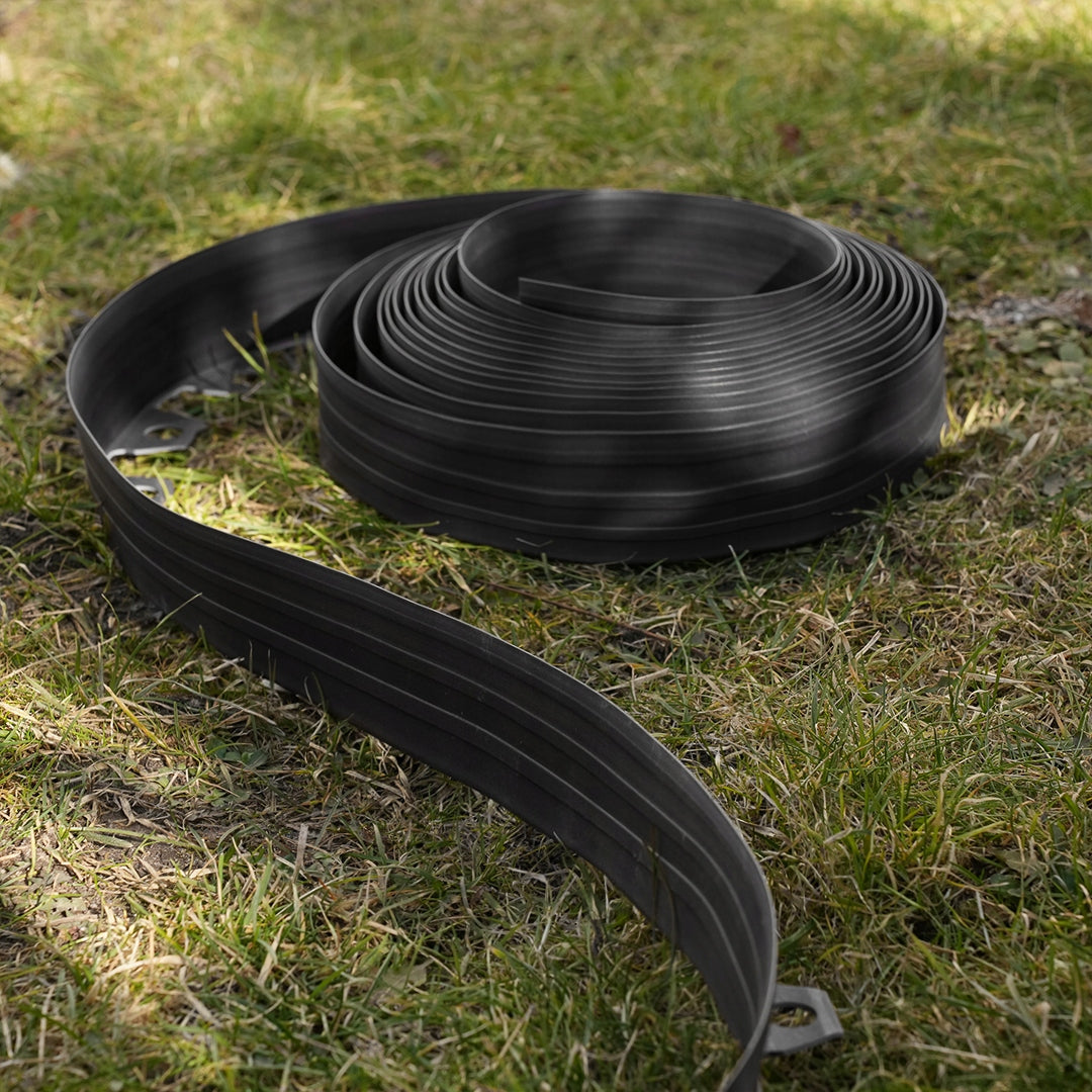 GARDEN EDGING 10m black 8cm lawn border high plastic + anchors Manufacturer Gardis
