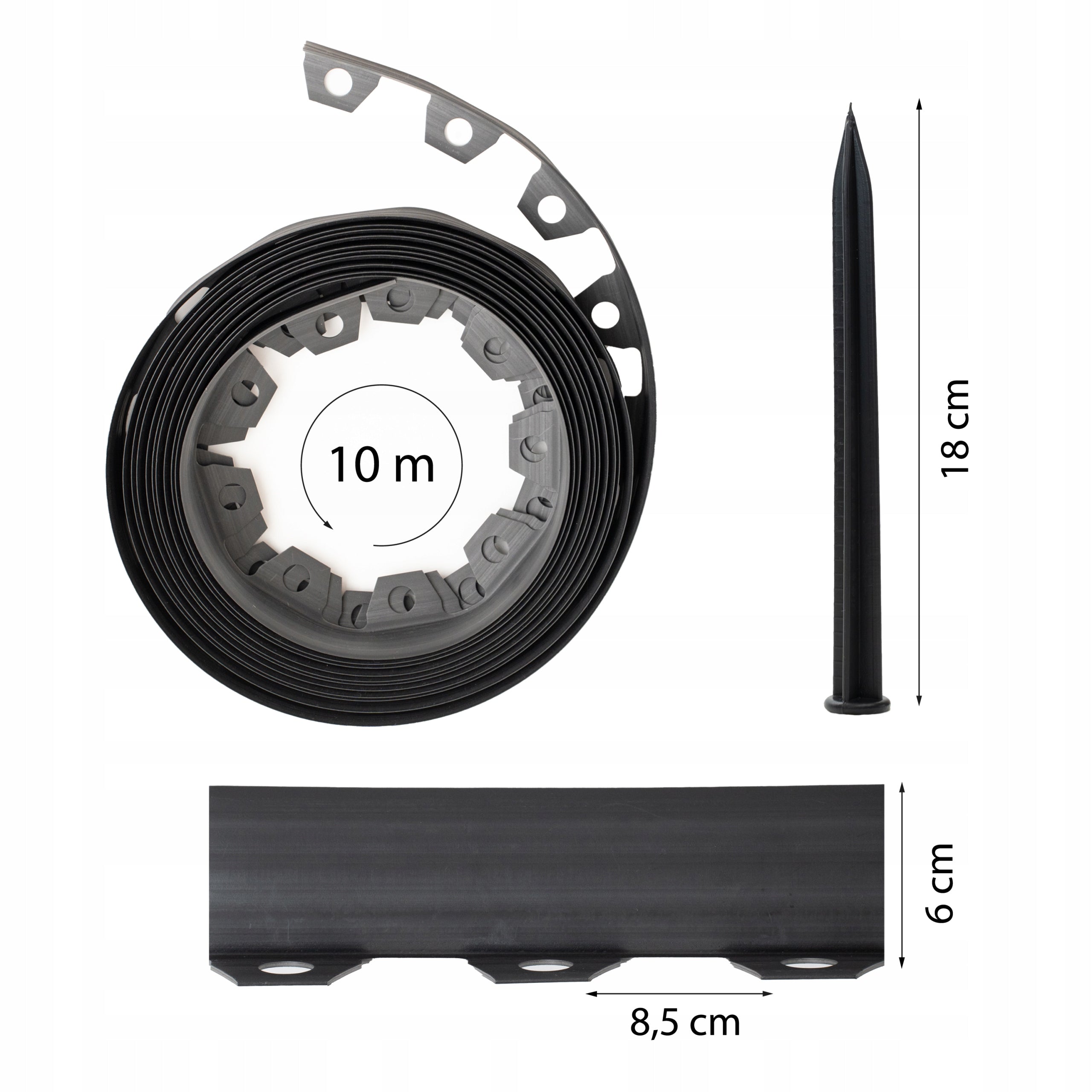 GARDEN EDGING 10m black height 6cm lawn plastic + anchors Manufacturer GardenCraft