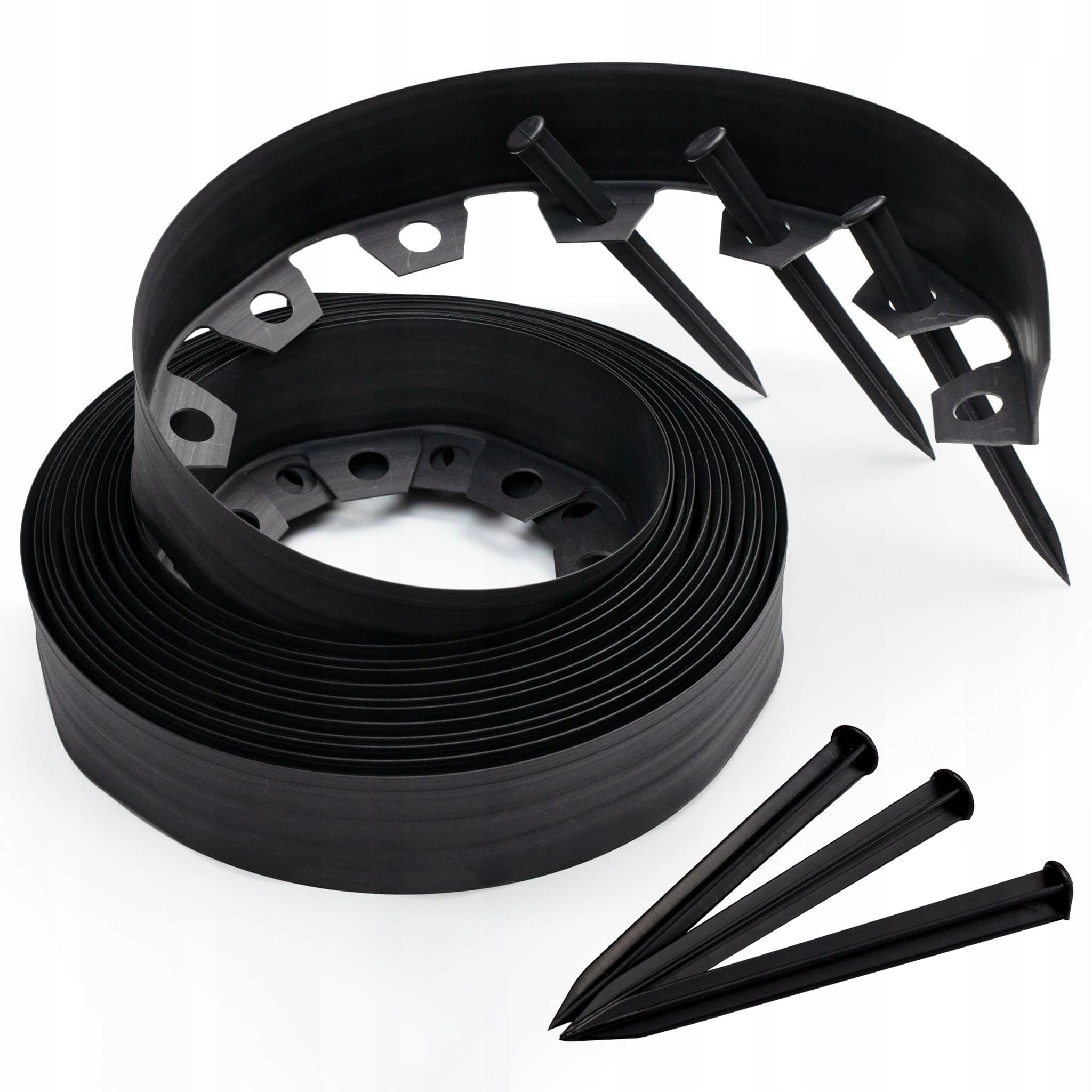 GARDEN EDGING 10m black height 6cm lawn plastic + anchors Manufacturer code czarne 10/6