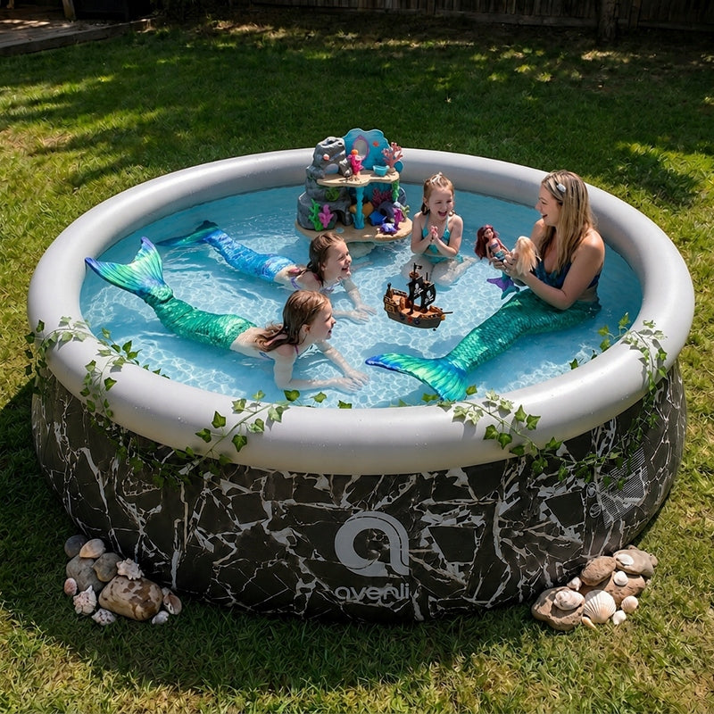 GARDEN EXPANSION POOL PUMPED ROUND MARBLE WITH PUMP 360x76 CM SET Volume 5377 l