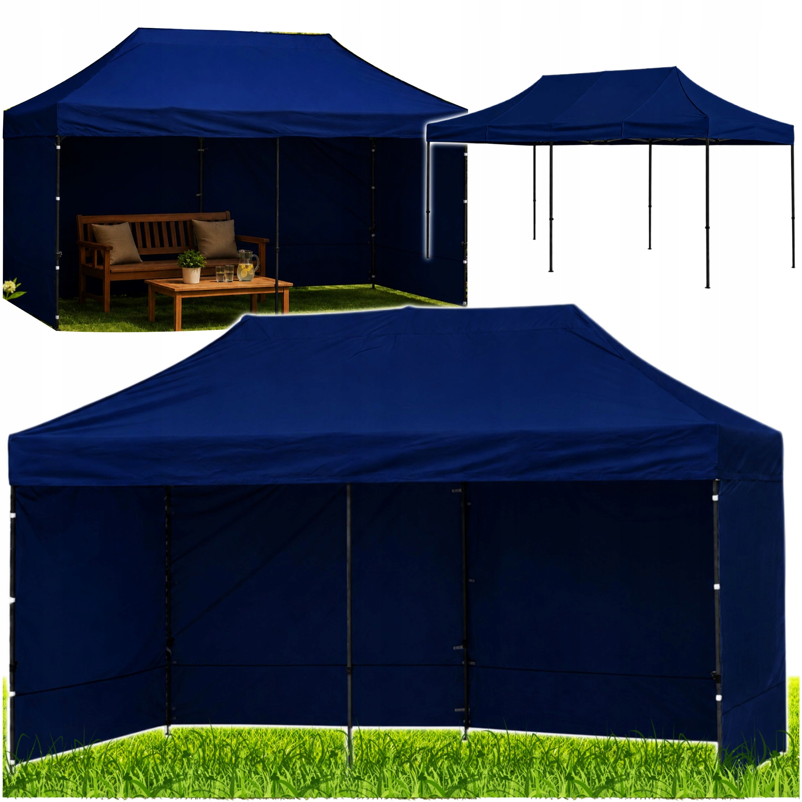GARDEN EXPRESS TENT CATERING COMMERCIAL PAVILION NAVY BLUE 3x6 M