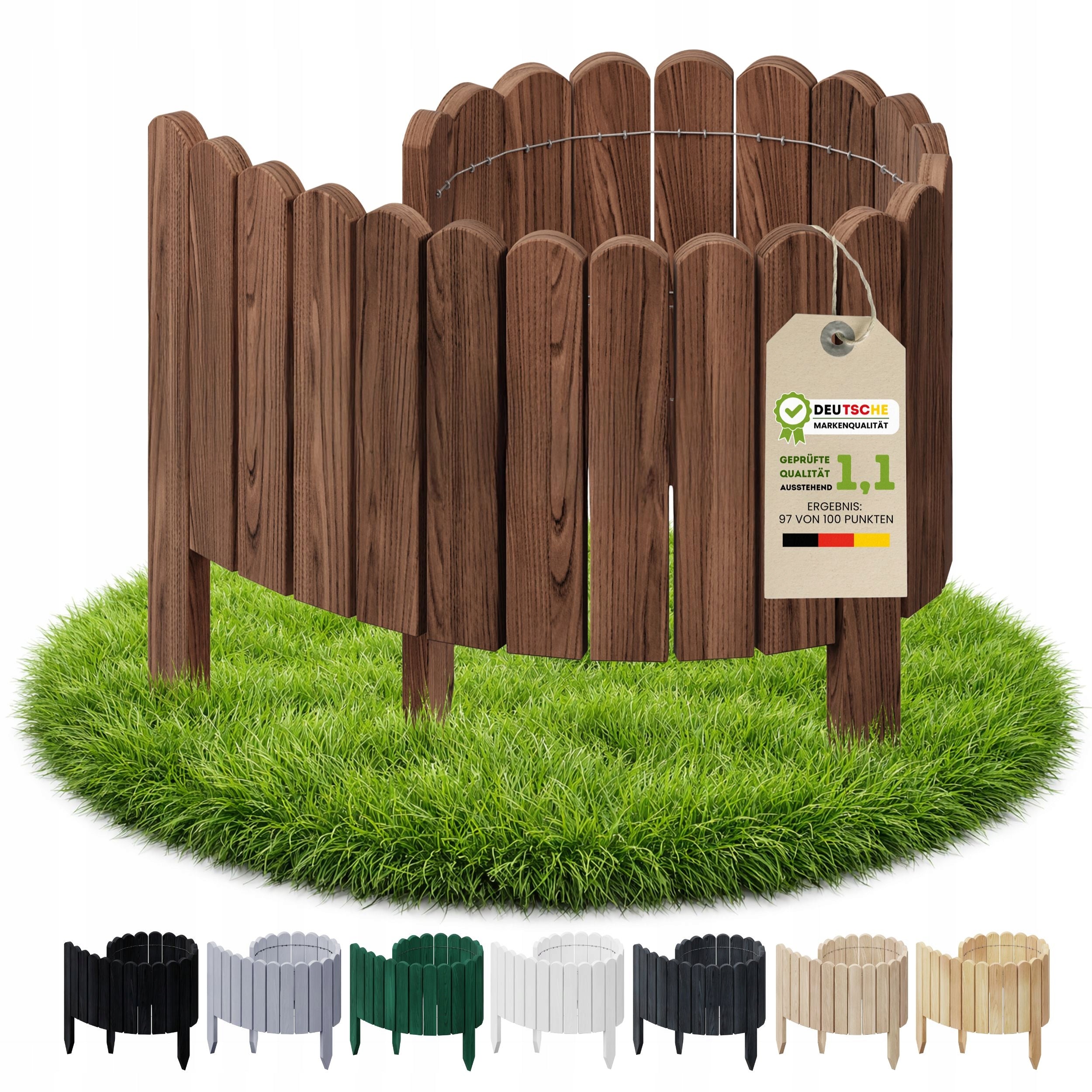 GARDEN FENCE Palisade Rollborder Edging Floranica -100 x 30 cm Brown