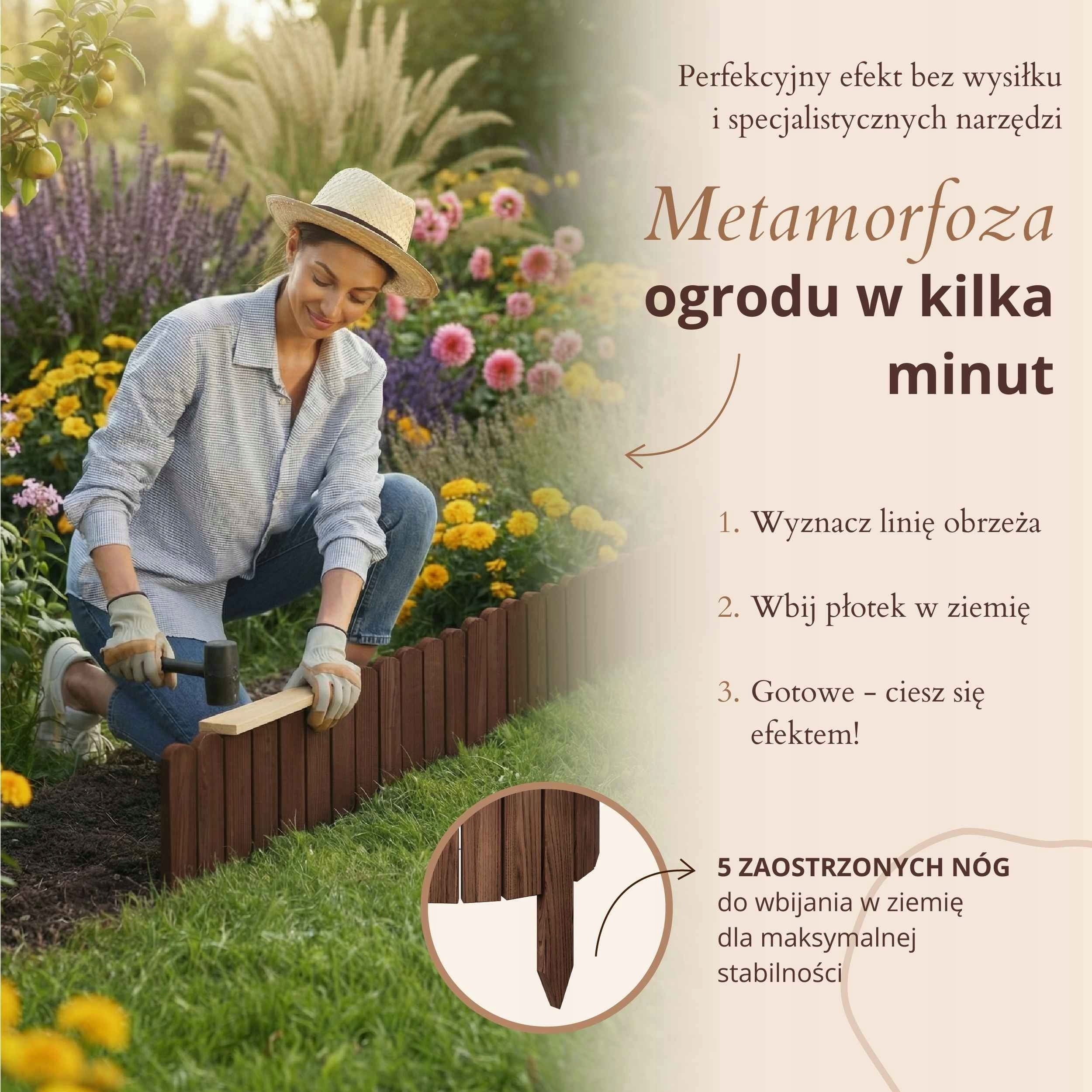 GARDEN FENCE Palisade Rollborder Edging Floranica - 100 x 40 cm Brown Packaging status original