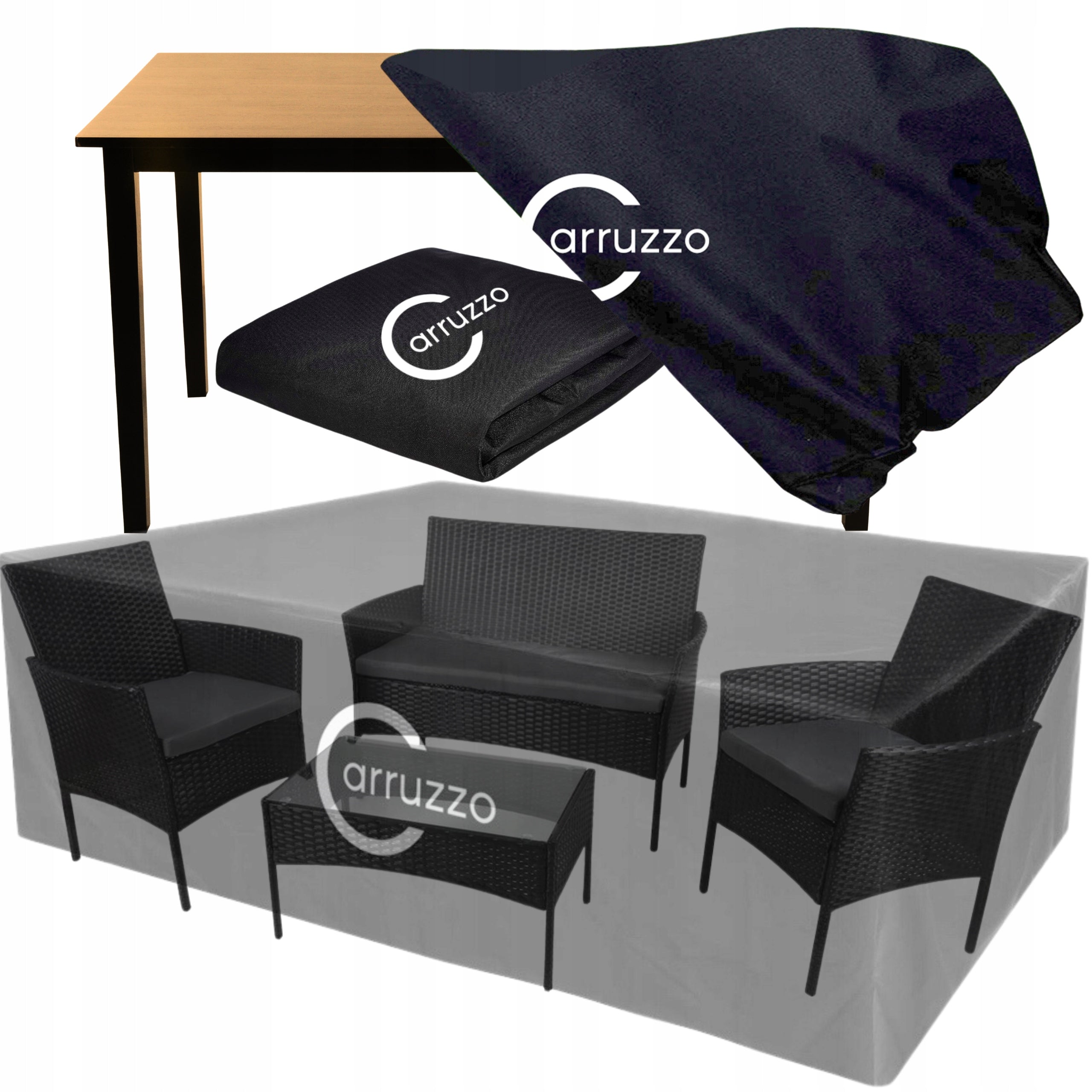 GARDEN FURNITURE COVER 200x160x70 LARGE WATERPROOF STRONG BLACK