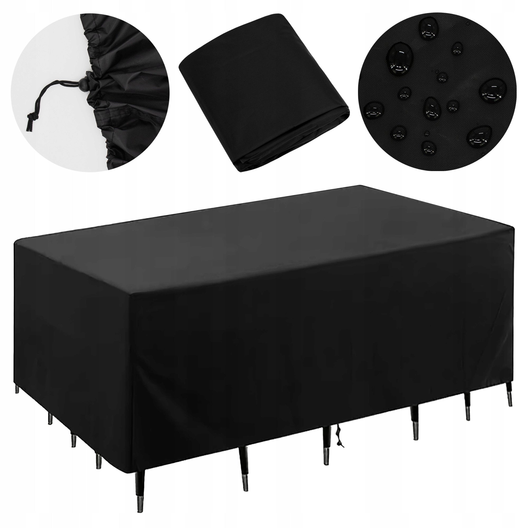 GARDEN FURNITURE COVER CHAIRS TABLE 215 x 135 x 75 cm BLACK STRONG Color black