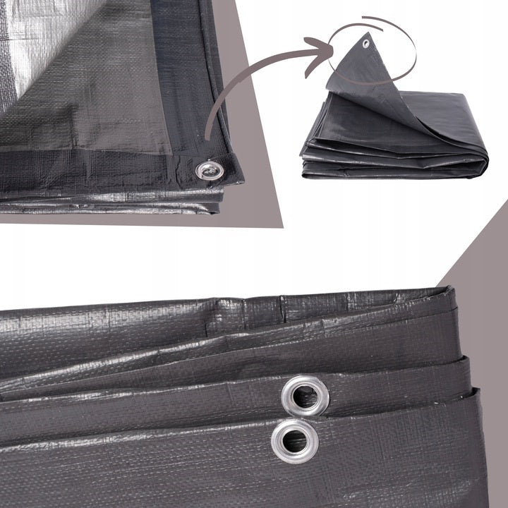 GARDEN FURNITURE COVER TARPAULIN GREY BALCONY TABLE CHAIRS 350x150x75 Length 350 cm