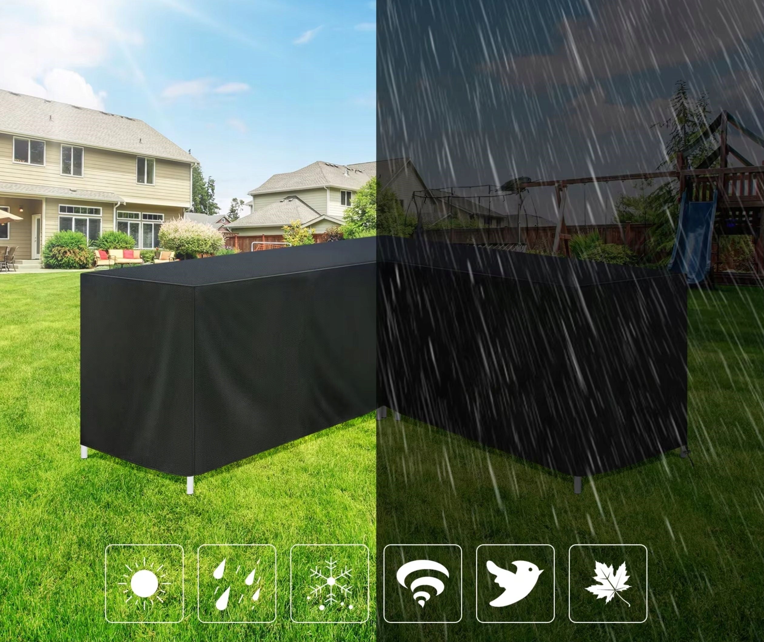 GARDEN FURNITURE GARDEN COVER FOR FURNITURE SET 250X250X100CM BLACK Product height 100 cm