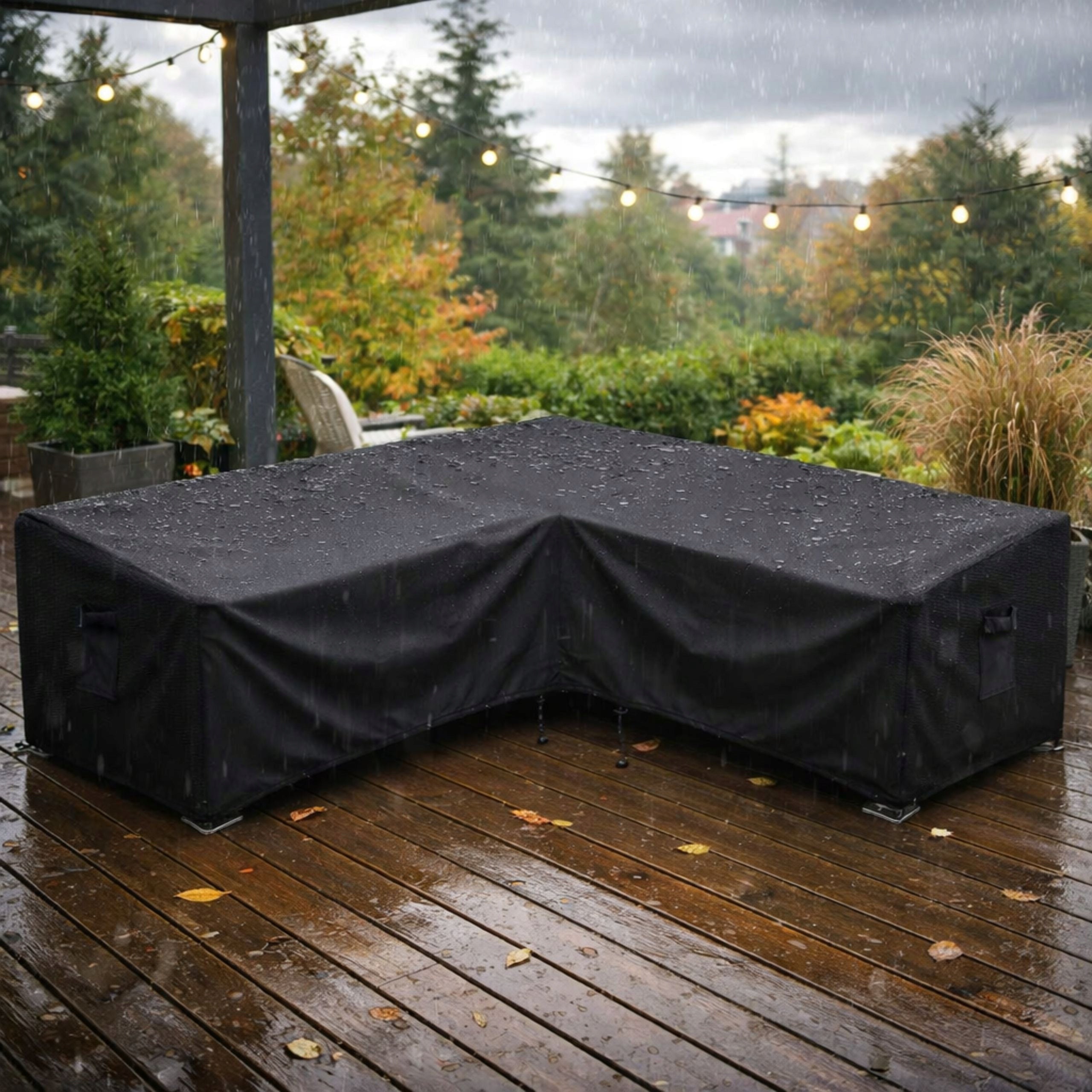 GARDEN FURNITURE GARDEN COVER FOR FURNITURE SET 250X250X100CM BLACK Product width 250 cm