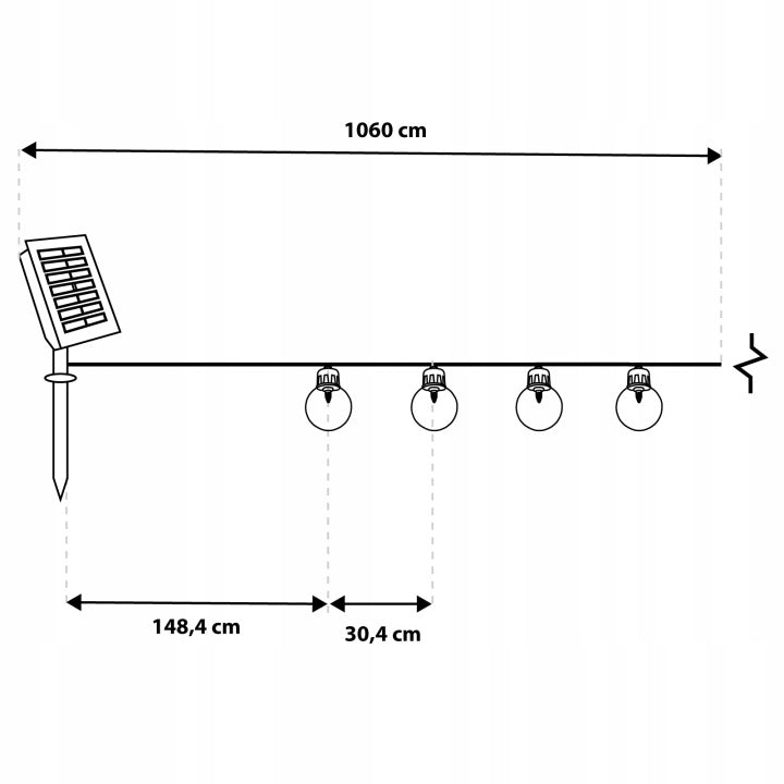 GARDEN GARLAND 10M 30LED SOLAR FOR BALCONY Garden Lights DECORATIVE REMOTE CONTROL Product weight with unit packaging 0.444 kg