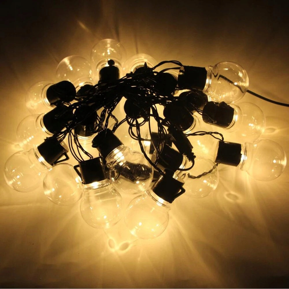 GARDEN GARLAND DECORATIVE LAMPS WARM SOLAR 20 LED BULBS 5m Batteries included yes