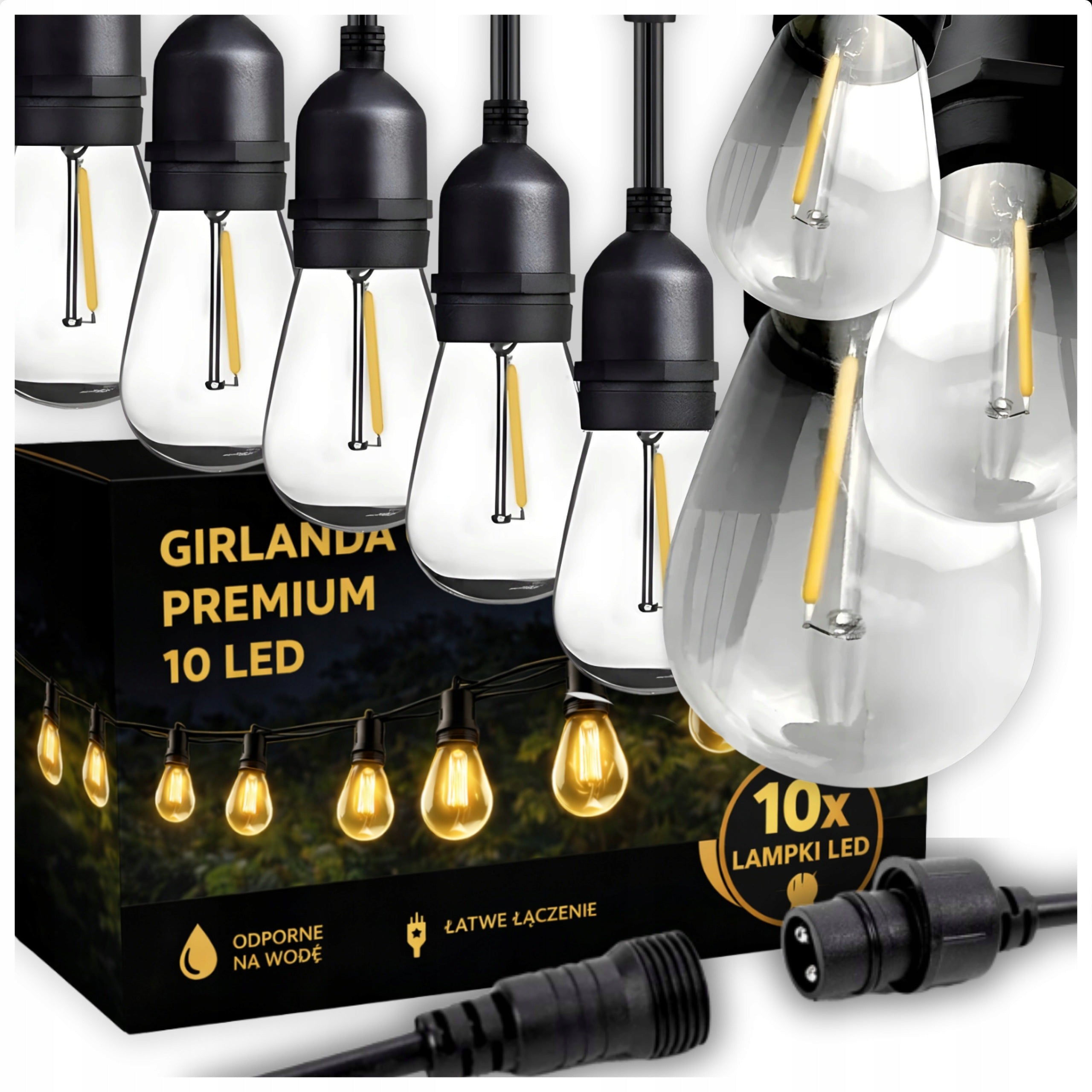 GARDEN GARLAND LIGHT CHAIN WATERPROOF 10 BULBS 10M