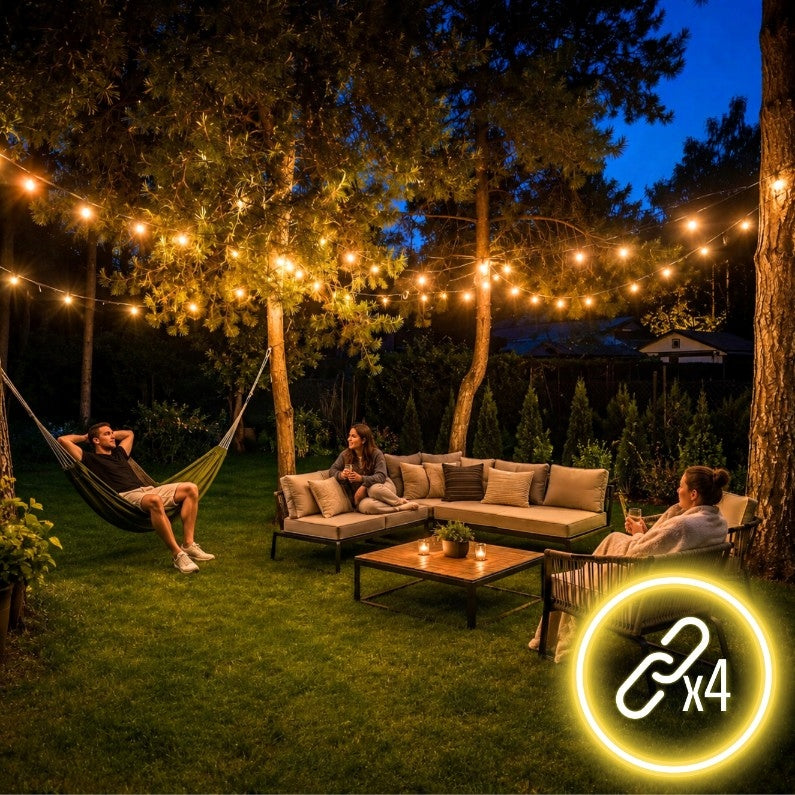 GARDEN GARLAND Led Solution Solar 10m 10 bulbs E27 White Warm Length 1000 cm