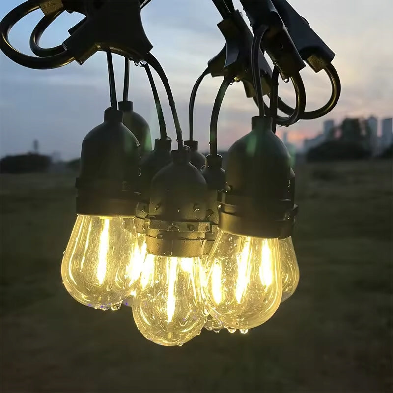 GARDEN Garland Light 24V LED Terrace Lights 10m + 10x E27 Bulbs Power supply mains