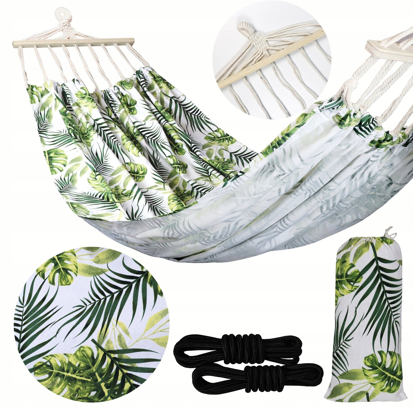 GARDEN HAMMOCK 2-PERSON SWING XXL 280x150 CM STRONG + COVER Color green