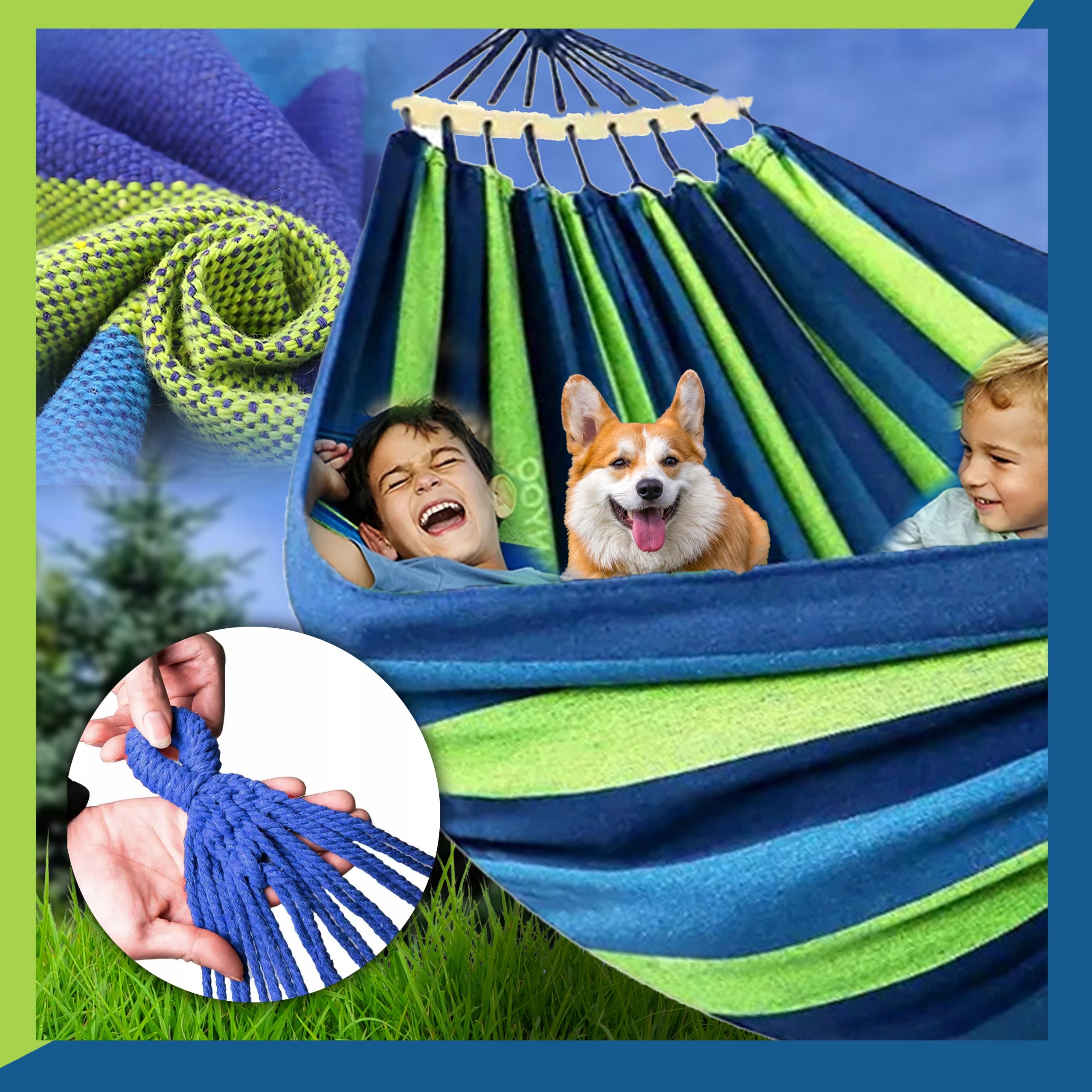 GARDEN HAMMOCK 2-PERSON XXL 260x150 HIKING WITH SWING BAR ARMCHAIR Manufacturer code HAMAK AZURIUM 2 osobowy