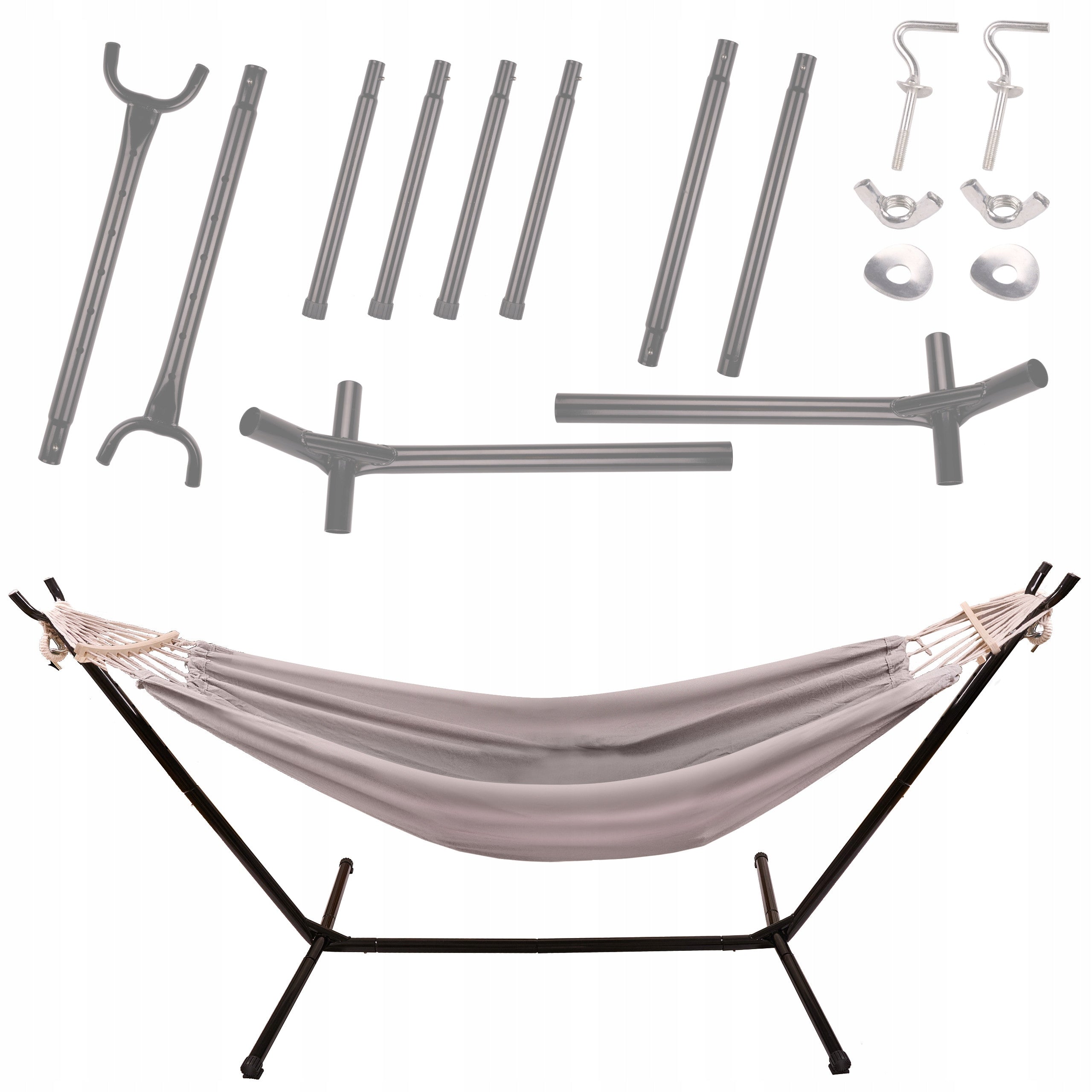 GARDEN HAMMOCK WITH FRAME METAL BAR 247cm to 100 kg + garden bag Manufacturer Ikonka