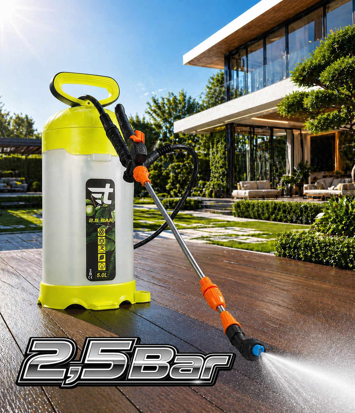 GARDEN HANDHELD PRESSURE SPRAYER WITH ADJUSTABLE NOZZLE 5L TM282 Packaging status original