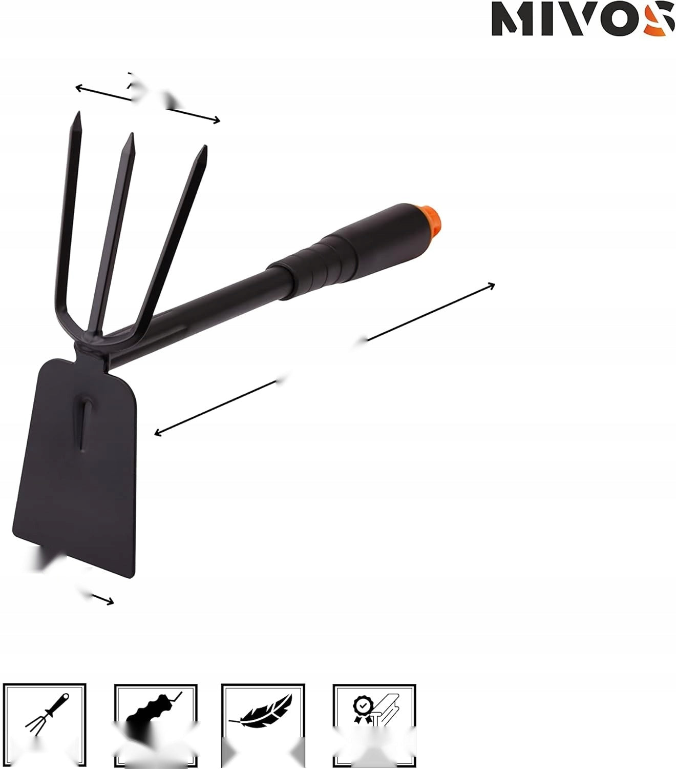 GARDEN HOE 7CM DOUBLE DIGGER SOIL MOVER THREE-TOOTH METAL Manufacturer code 5908107809272